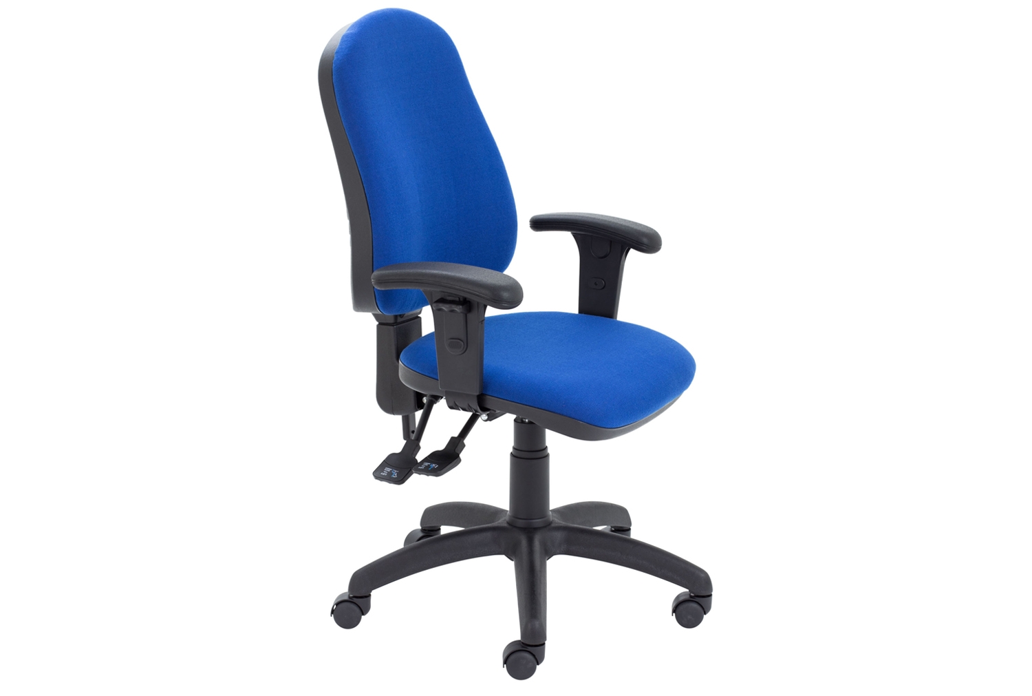 Serene 2 Lever Syncro Operator Office Chair, With Adjustable Arms, Blue, Fully Installed