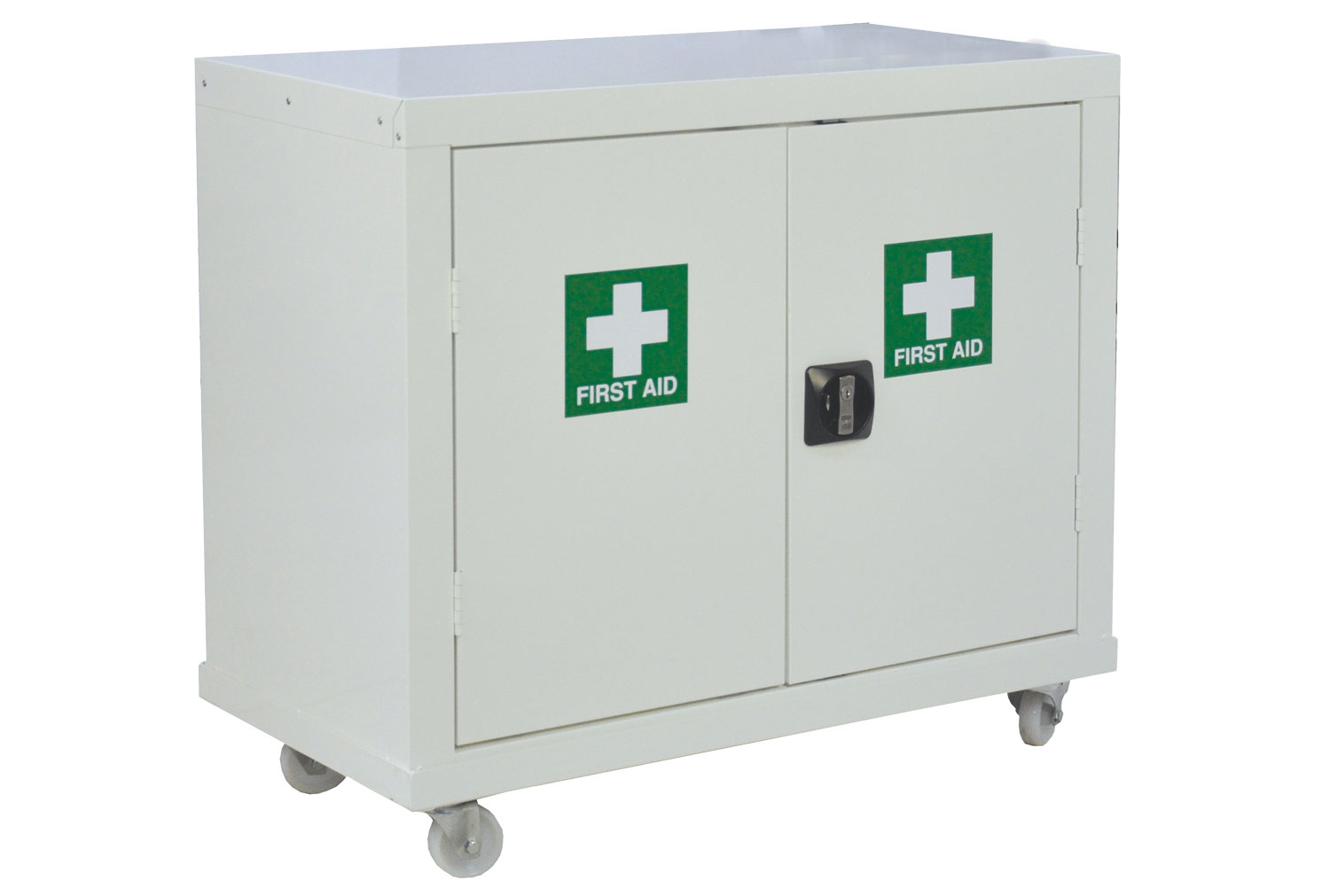 QMP First Aid Mobile Office Cupboards, 90wx46dx104h (cm), White