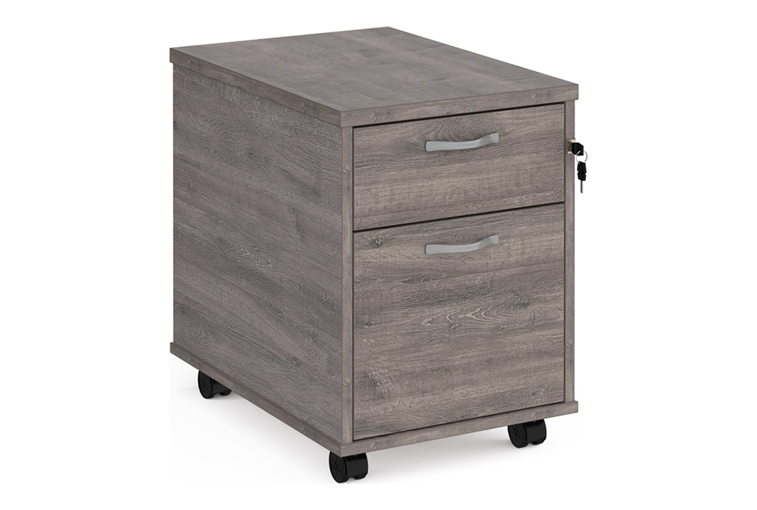 Thrifty Next-Day Mobile Pedestal Grey Oak, 2 Drawer - 43wx60dx57h (cm), Express Delivery