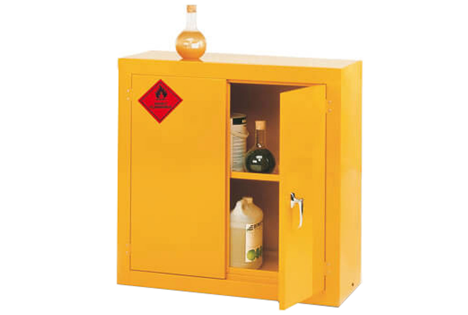 1 Shelf Steel Hazardous Substance Office Cupboards, Yellow, Express Delivery