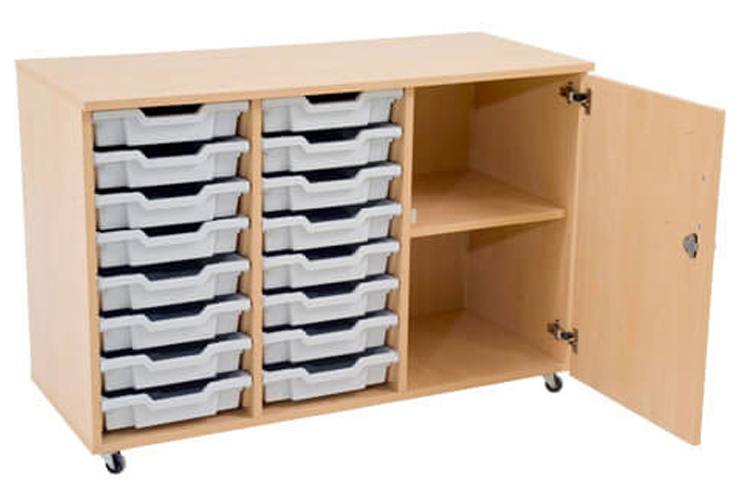 Mobile Storage Unit With 1 Shelf And 16 Shallow Gratnells Trays