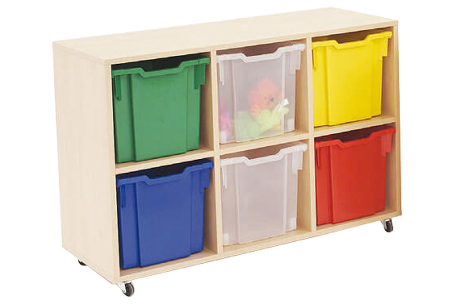 Mobile Tray Classroom Storage Unit With 6 Jumbo Gratnells Trays, Blue Trays, Express Delivery