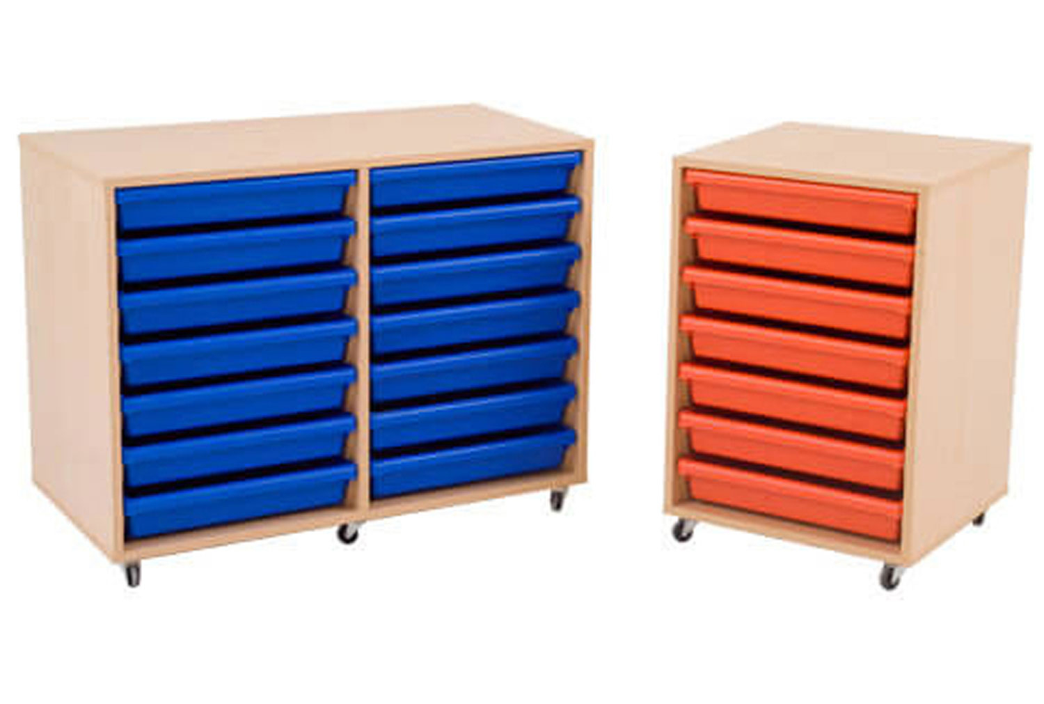 Mobile Classroom Storage Unit With A3 Gratnells Trays, Single Unit (500wx500dx754h), Blue Trays, Express Delivery