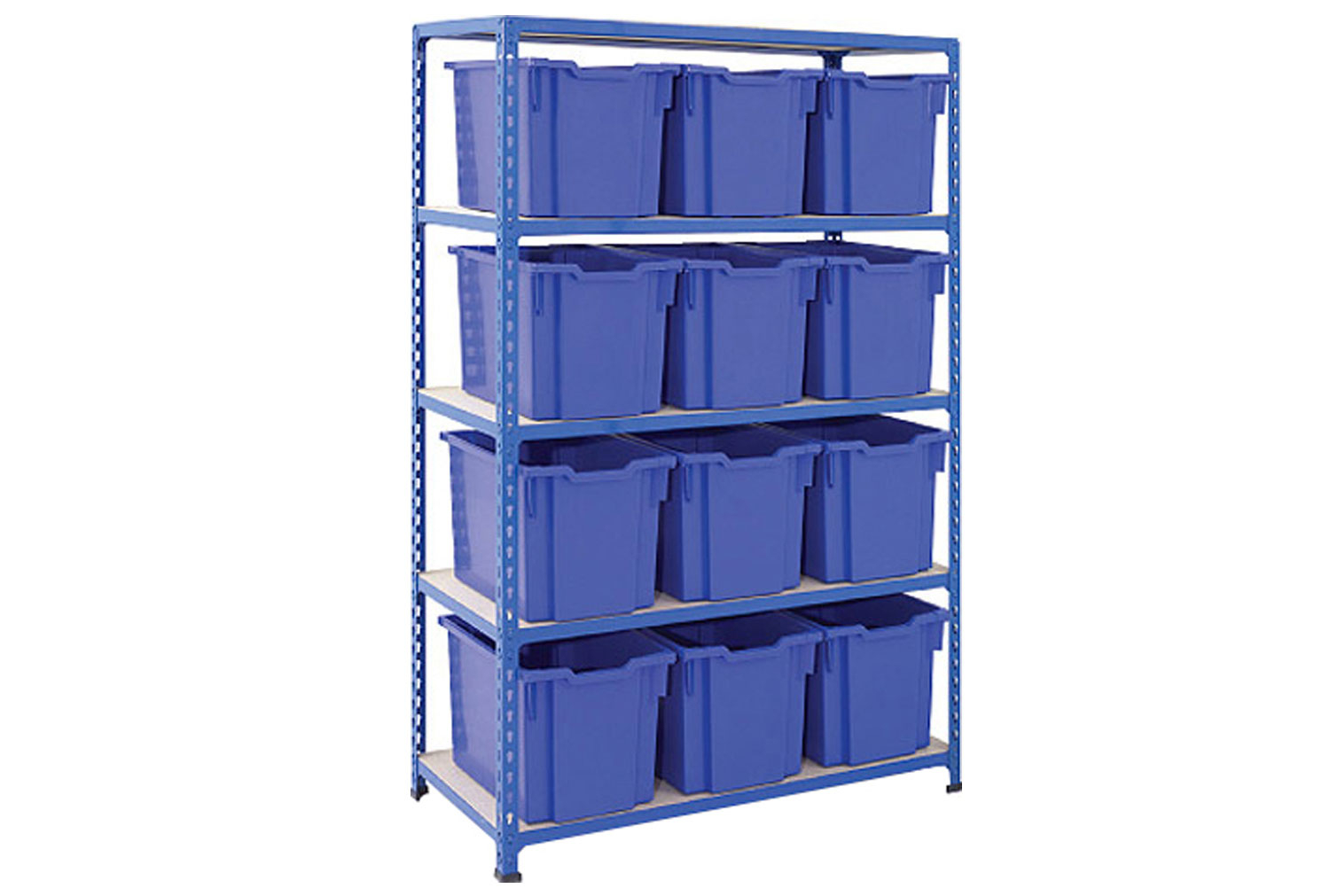 Rapid 2 Shelving Bay With 12 Jumbo Gratnells Trays, Blue Trays, Blue, Express Delivery