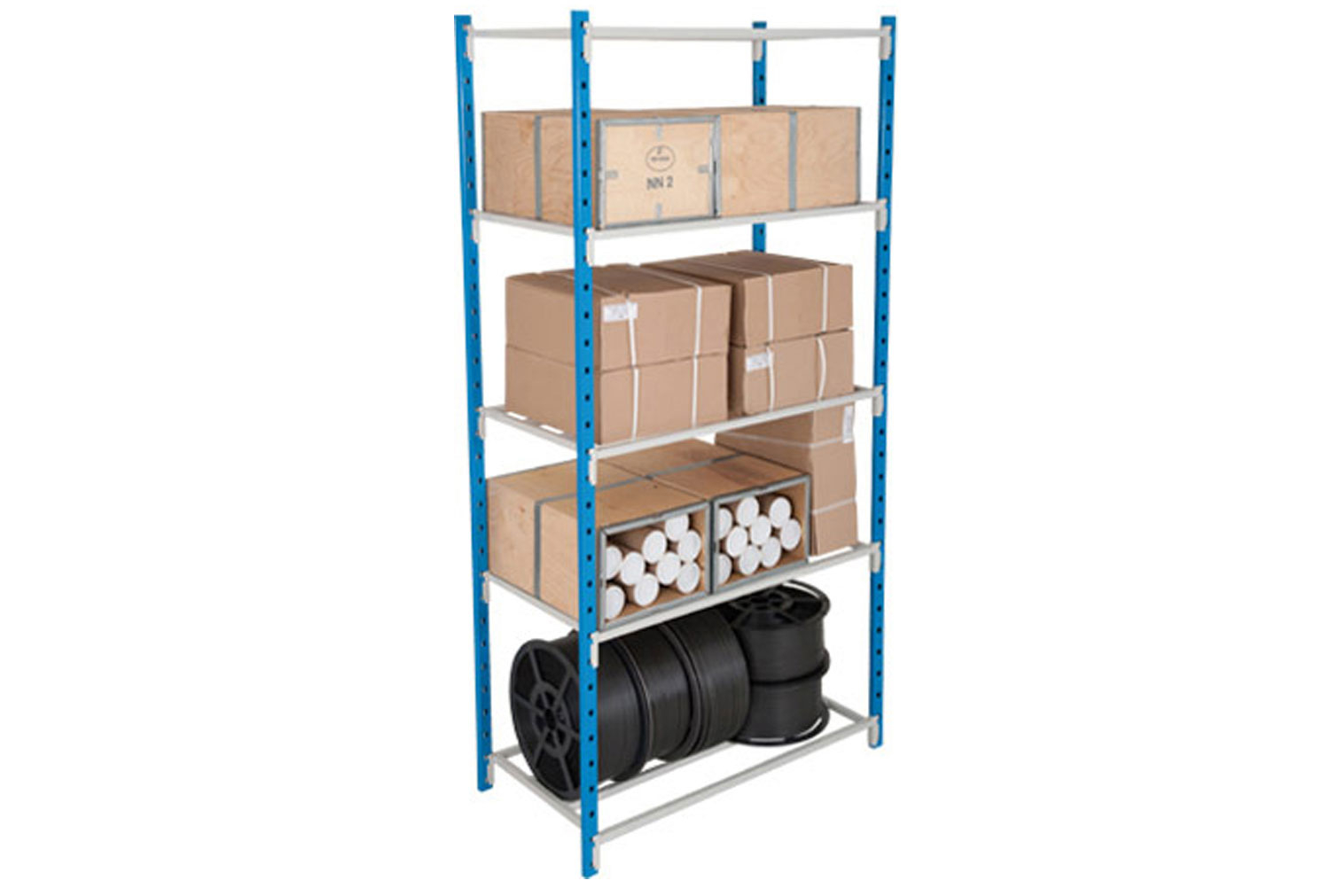 Tubular Shelving Bay With 5 Tubular Steel Shelves, 1000wx500dx2000h (mm), Blue, Express Delivery