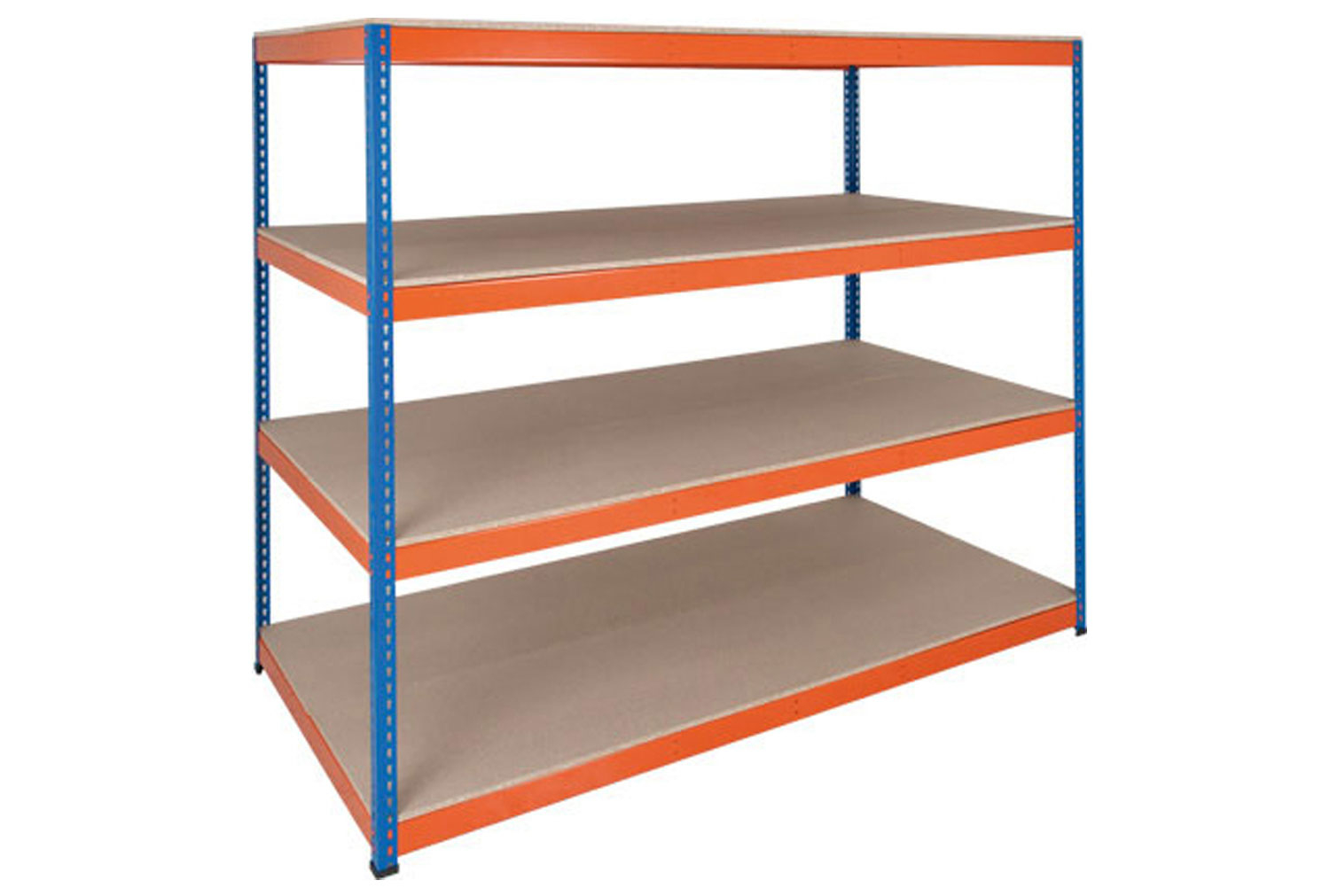 Rapid 1 Heavy Duty Shelving With 4 Chipboard Shelves 2440wx1980h (Blue/Orange), Express Delivery