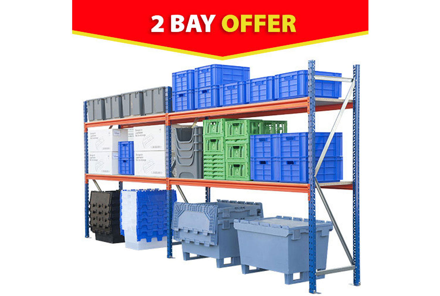 Rapid Span Shelving 2 Bay Bundle Deal 5628wx2000h, 5628wx600dx2000h (mm), Express Delivery
