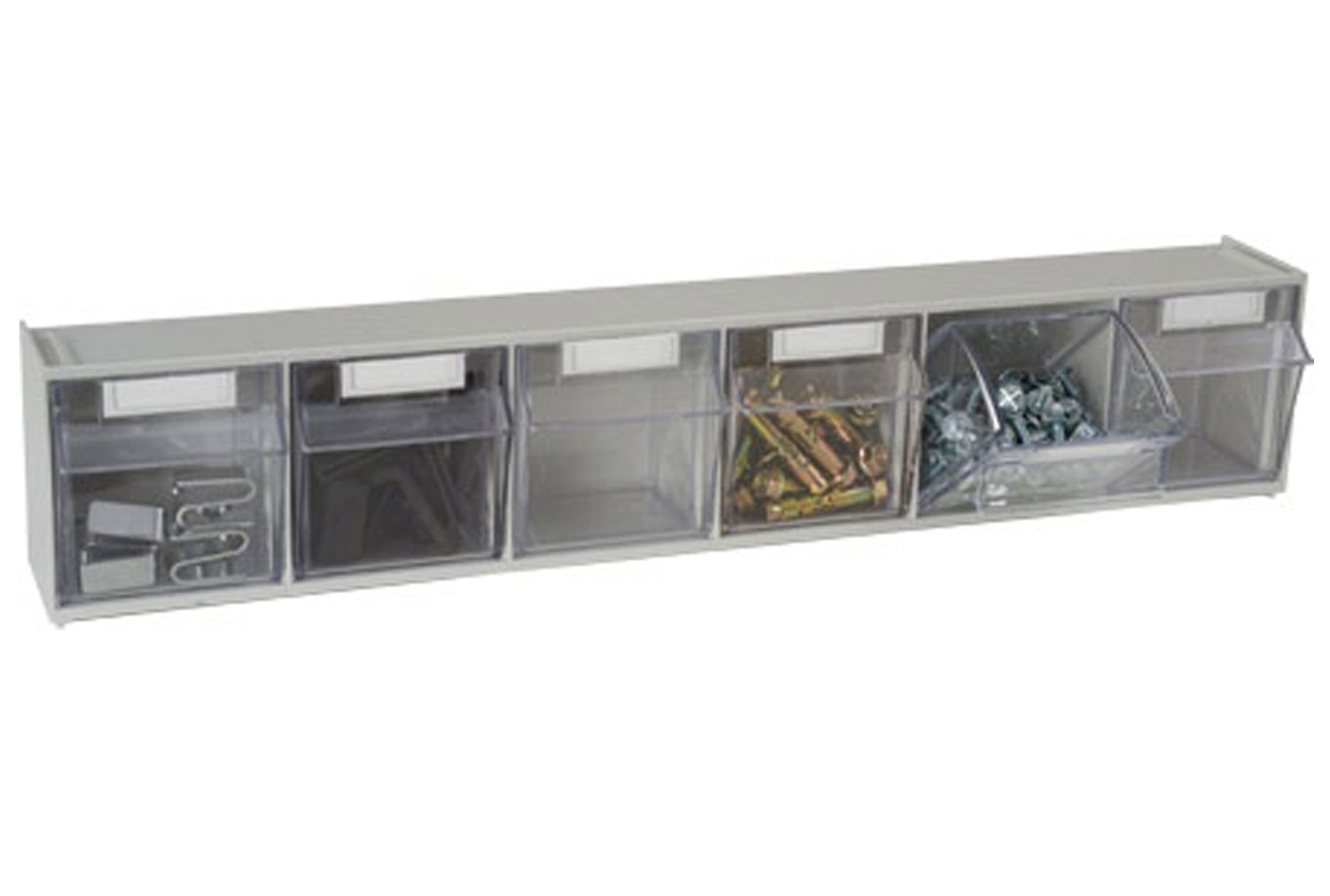 Tilted Front Storage Bins With 6 Sections