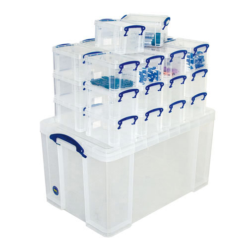 Really Useful Box Bundle Deal With 1 x 84ltr And 26 x 16ltr Boxes (Clear), Express Delivery