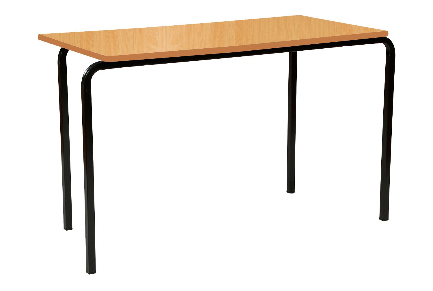 Qty 6 - Educate Crush Bent Rectangular Classroom Table 11-13 Years (MDF Edge), 120wx60dx71h (cm), Black Frame, Light Grey Top