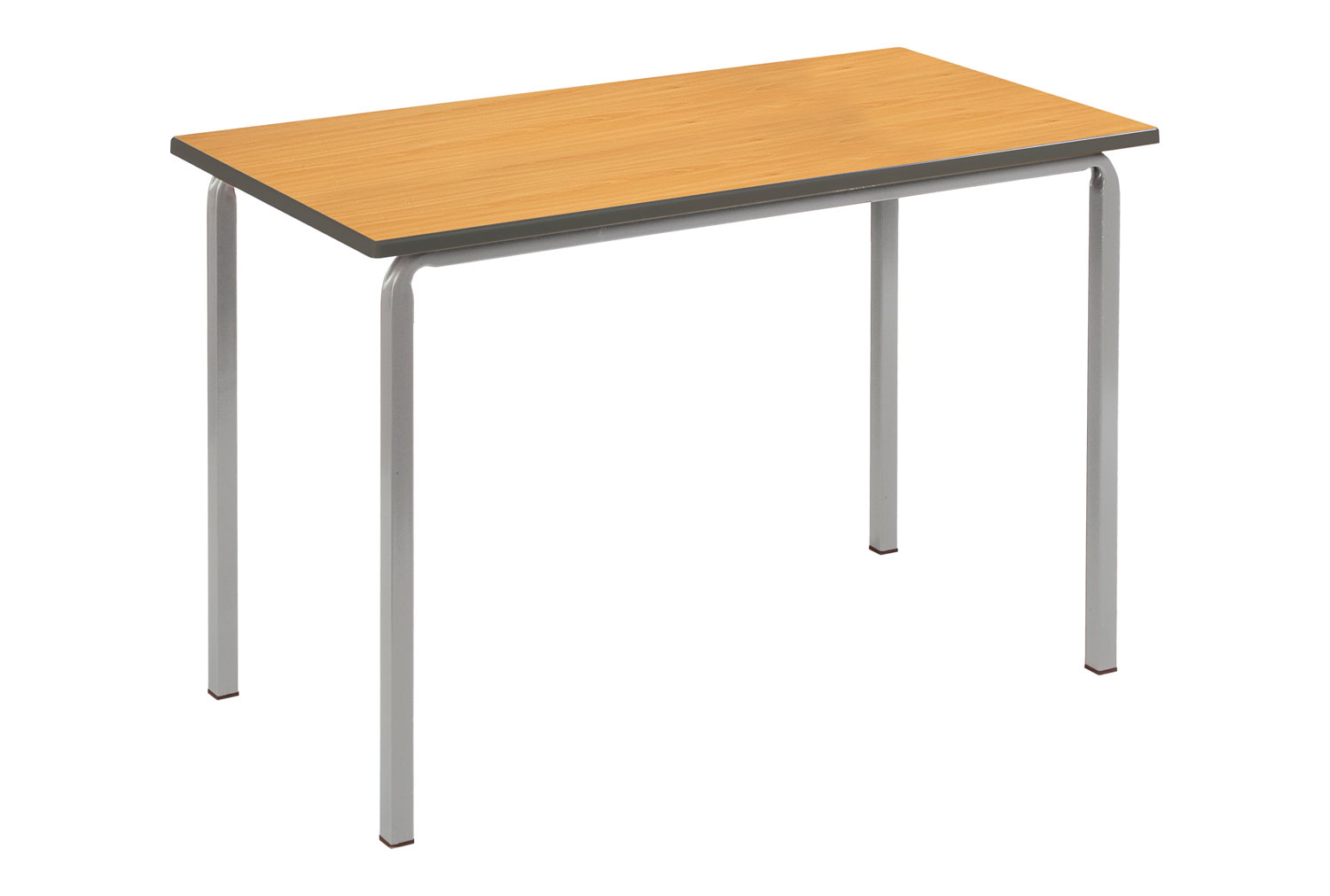 Qty 4 - Reliance Rectangular Non Stacking Classroom Tables 11-14 Years, 120wx60dx71h (cm), Charcoal Frame, Beech Top, PU Blue Edge