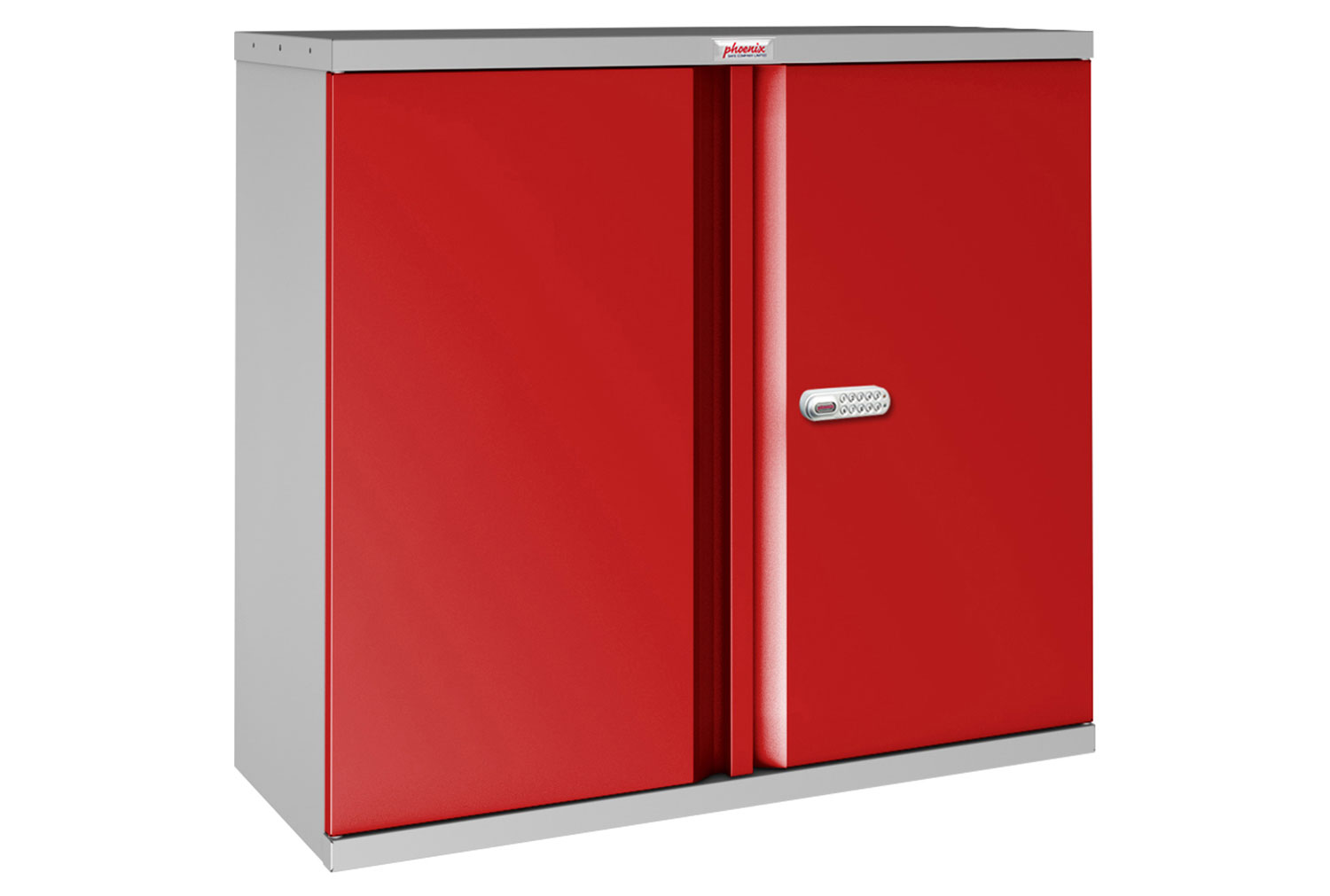Phoenix SCL Steel Storage Office Cupboards With Electronic Lock, 1 Shelf - 92wx37dx83h (cm), Red, Express Delivery