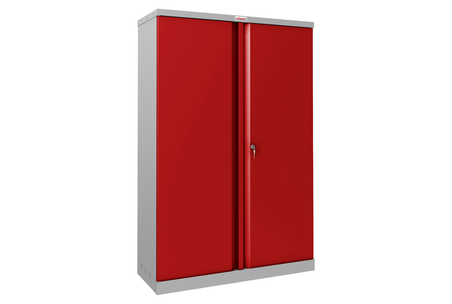 Phoenix SCL Steel Storage Office Cupboards With Key Lock, 3 Shelf - 92wx37dx140h (cm), Red, Express Delivery
