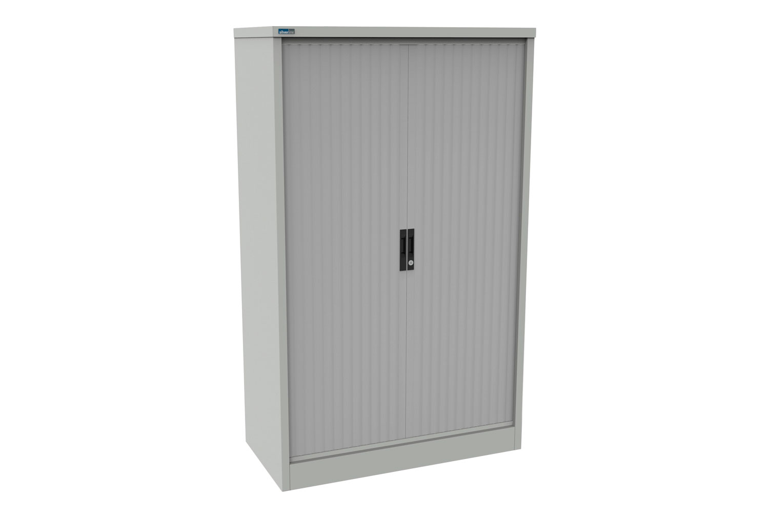 Silverline Kontrax Side Tambour Door Office Cupboards 100cm Wide, 100wx51dx132h (cm), Light Grey Body, Light Grey