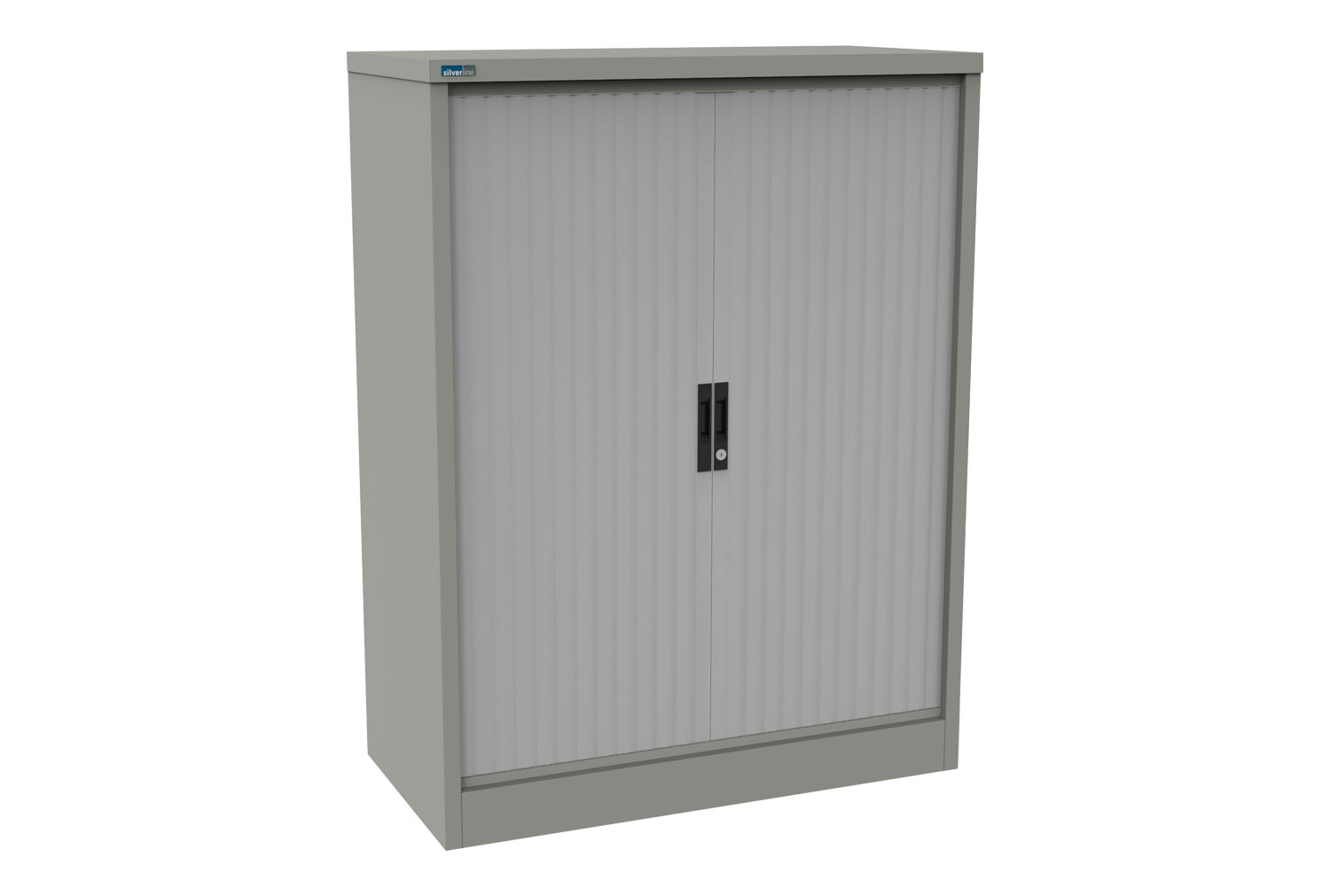 Silverline Kontrax Side Tambour Door Office Cupboards 80cm Wide, 80wx51dx132h (cm), Goose Grey Body, Light Grey