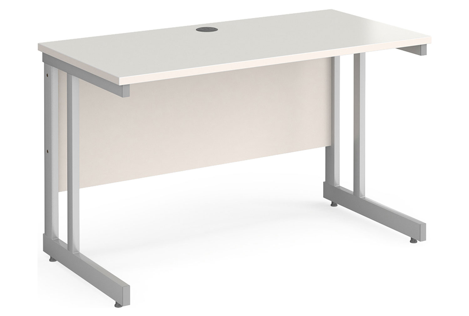 All White Double C-Leg Narrow Rectangular Office Desk, 120w60dx73h (cm)
