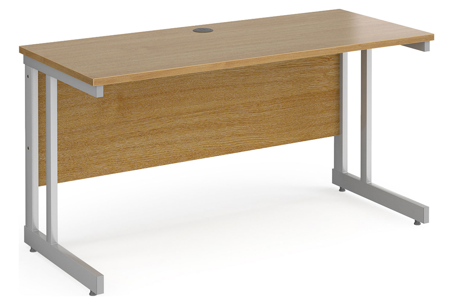 All Oak Double C-Leg Narrow Rectangular Office Desk, 140wx60dx73h (cm)