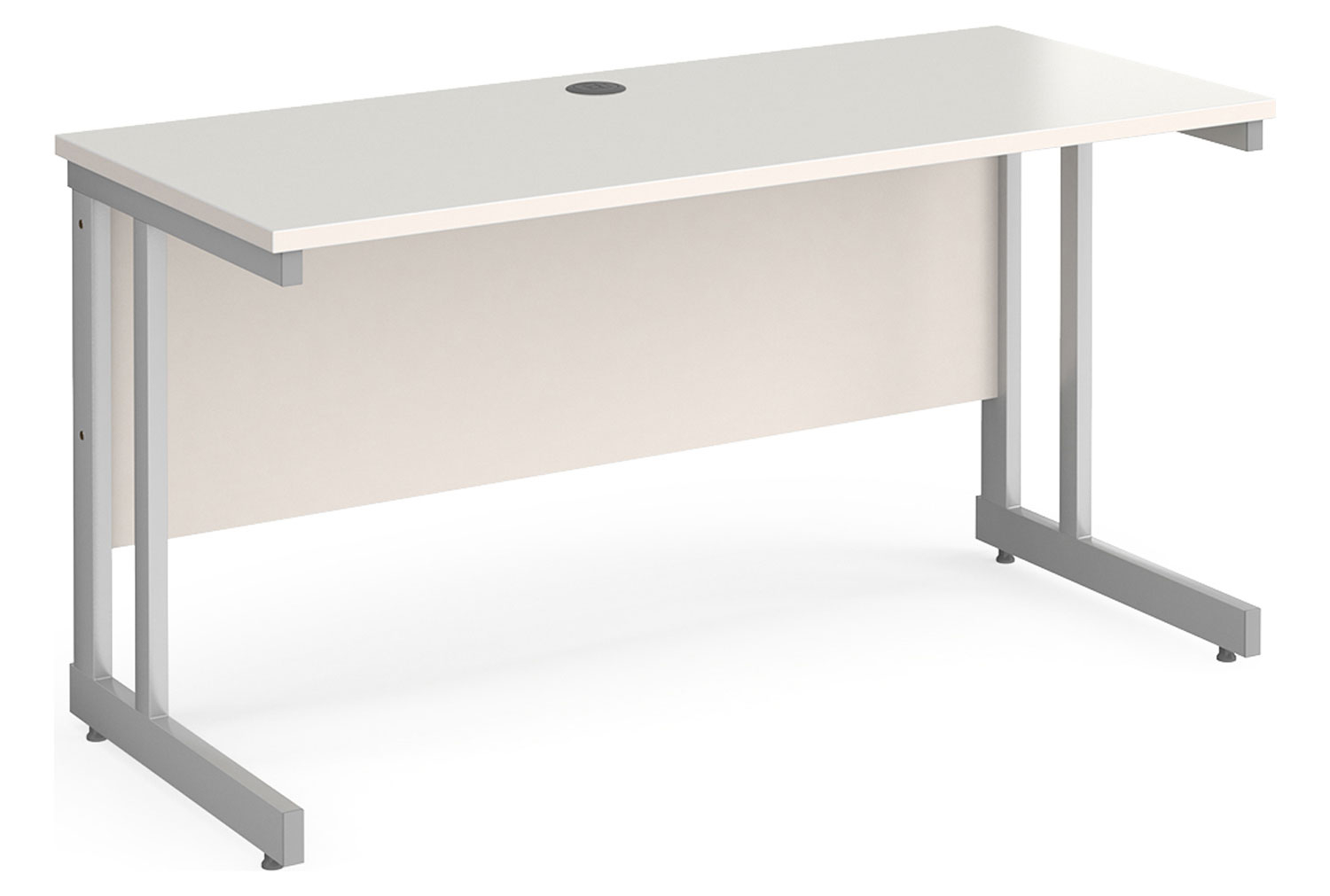 All White Double C-Leg Narrow Rectangular Office Desk, 140wx60dx73h (cm)