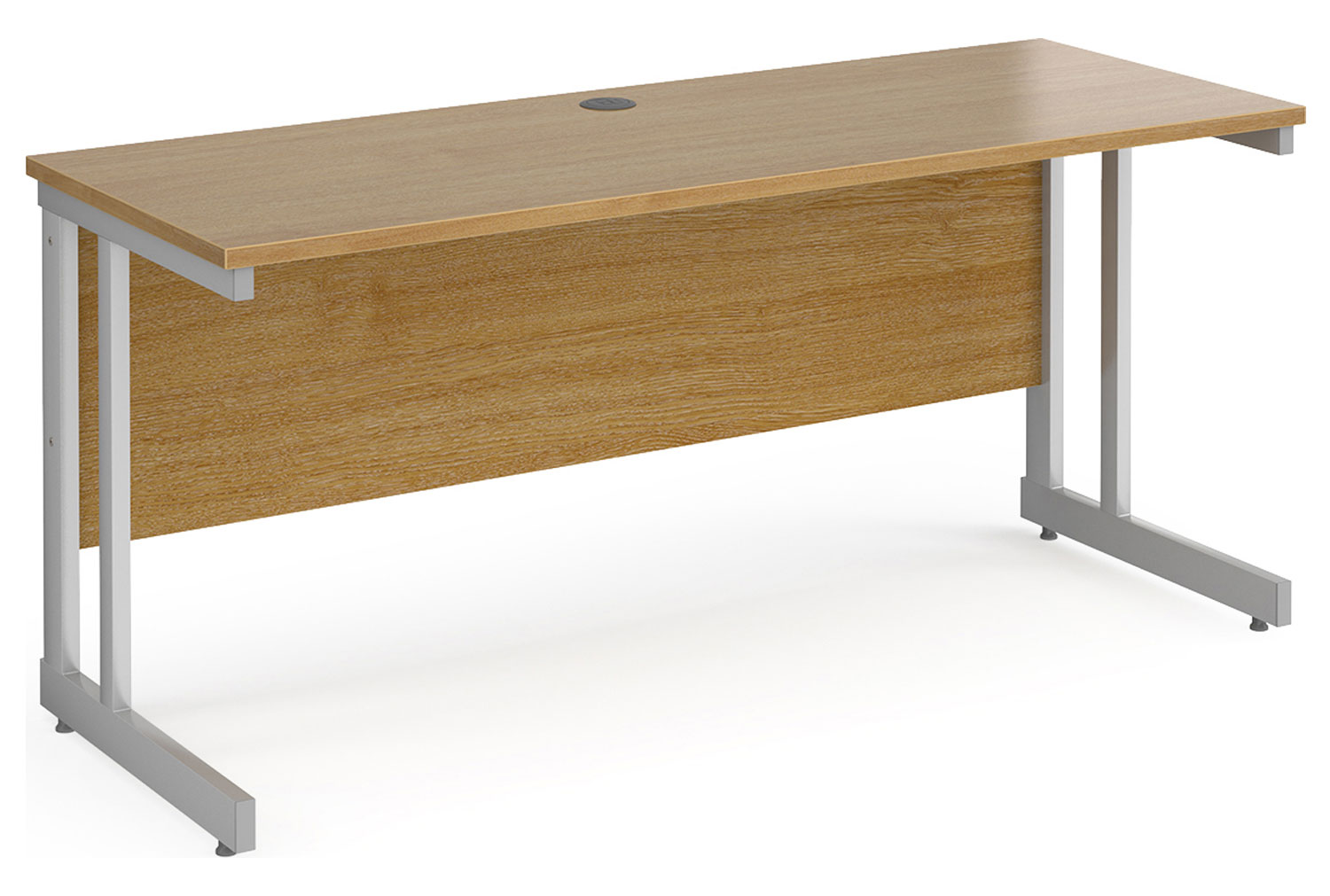 All Oak Double C-Leg Narrow Rectangular Office Desk, 160w60dx73h (cm)