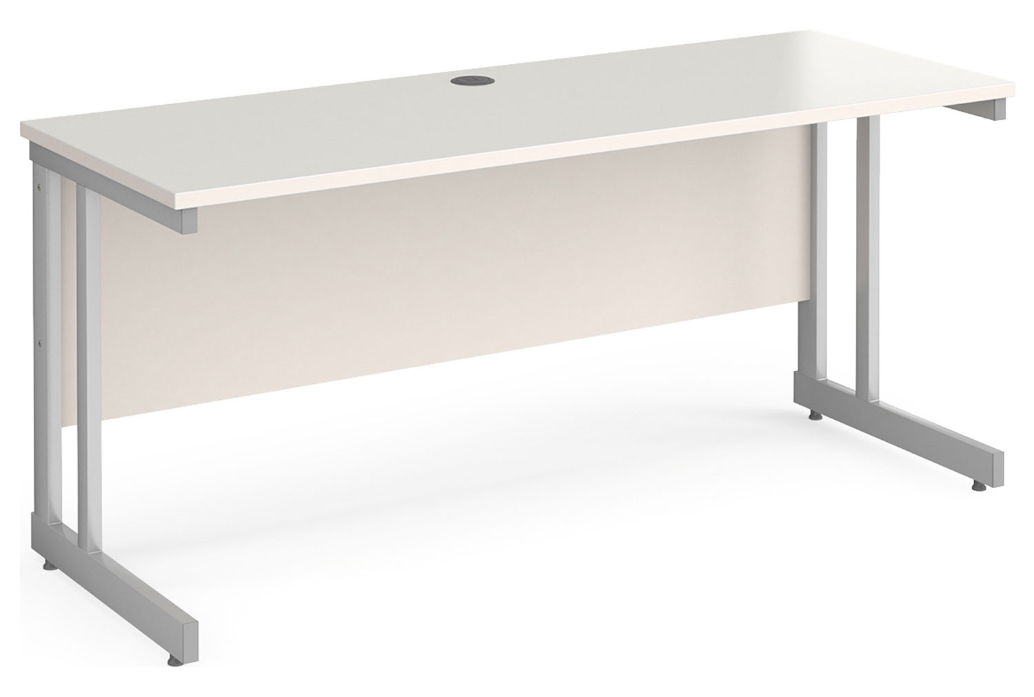 All White Double C-Leg Narrow Rectangular Office Desk, 160w60dx73h (cm)