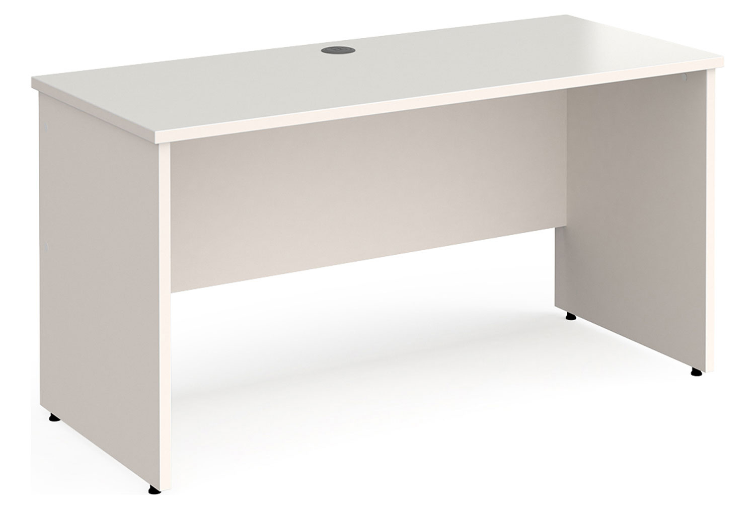 All White Panel End Narrow Rectangular Office Desk, 140wx60dx73h (cm)