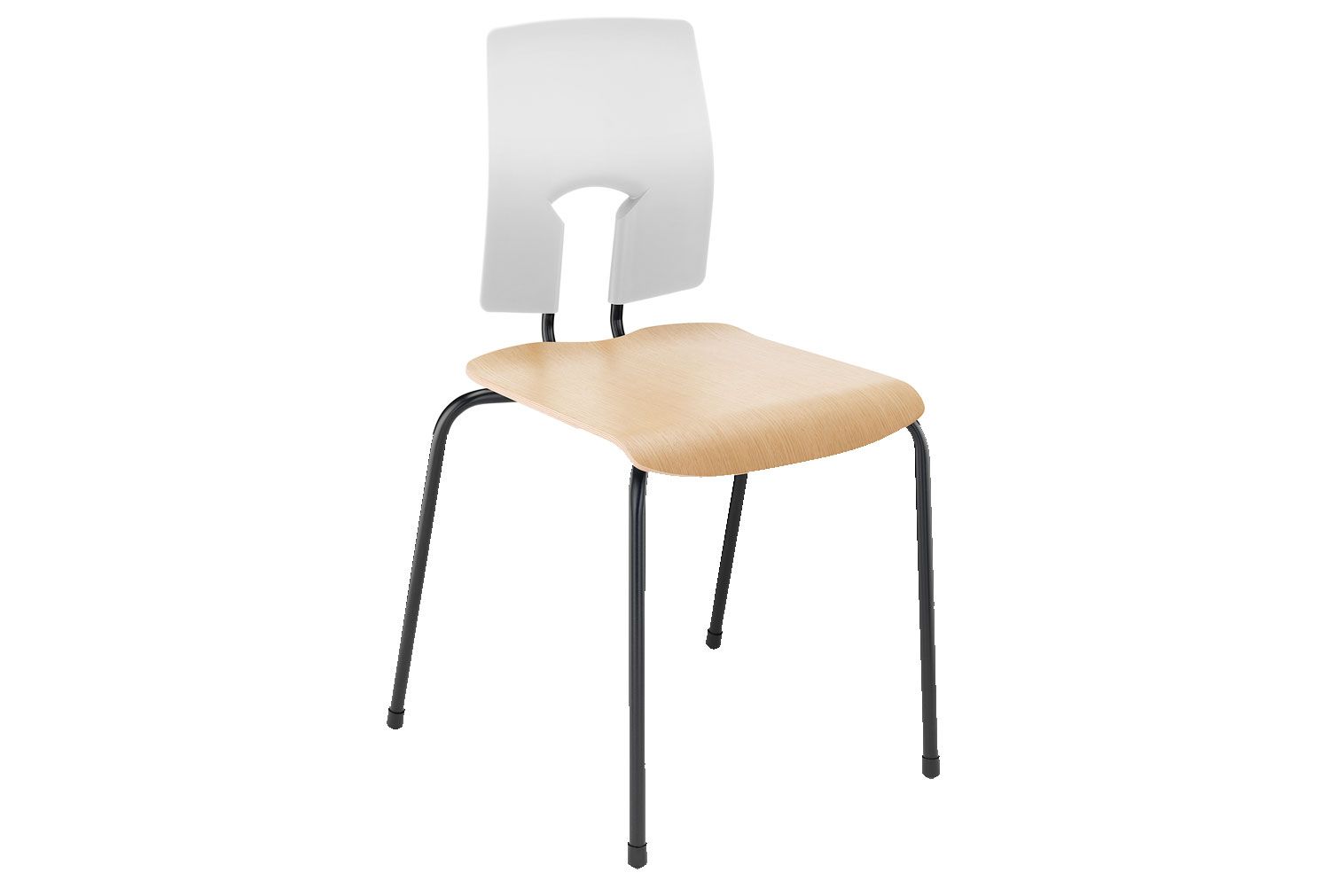 Qty 8 - Hille SE Ergonomic Classroom Chair With Wooden Seat, 14+ Years - 41wx44dx46h (cm), Black Frame, Slate