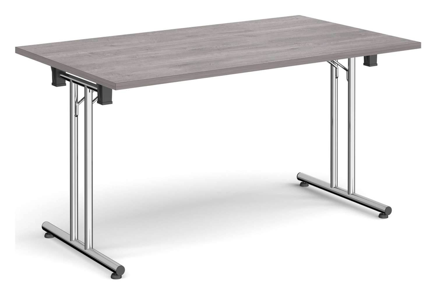 Durand Rectangular Folding Table, 140wx80dx73h (cm), Chrome Frame, Grey Oak, Express Delivery