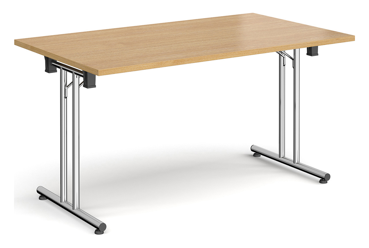 Durand Rectangular Folding Table, 140wx80dx73h (cm), Chrome Frame, Oak