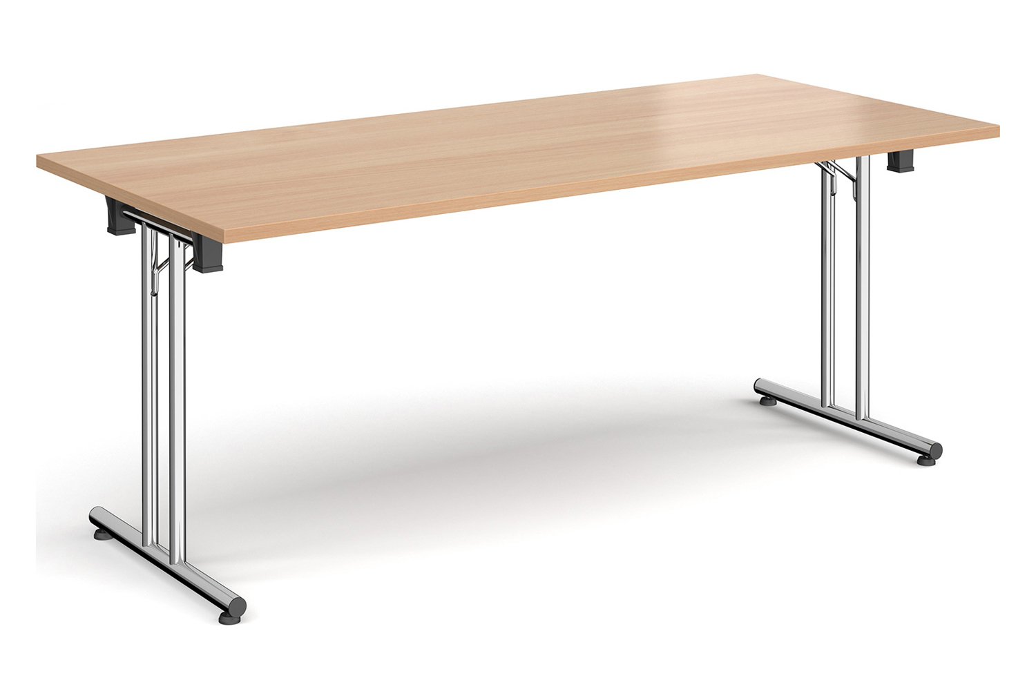 Durand Rectangular Folding Table, 180wx80dx73h (cm), Chrome Frame, Beech