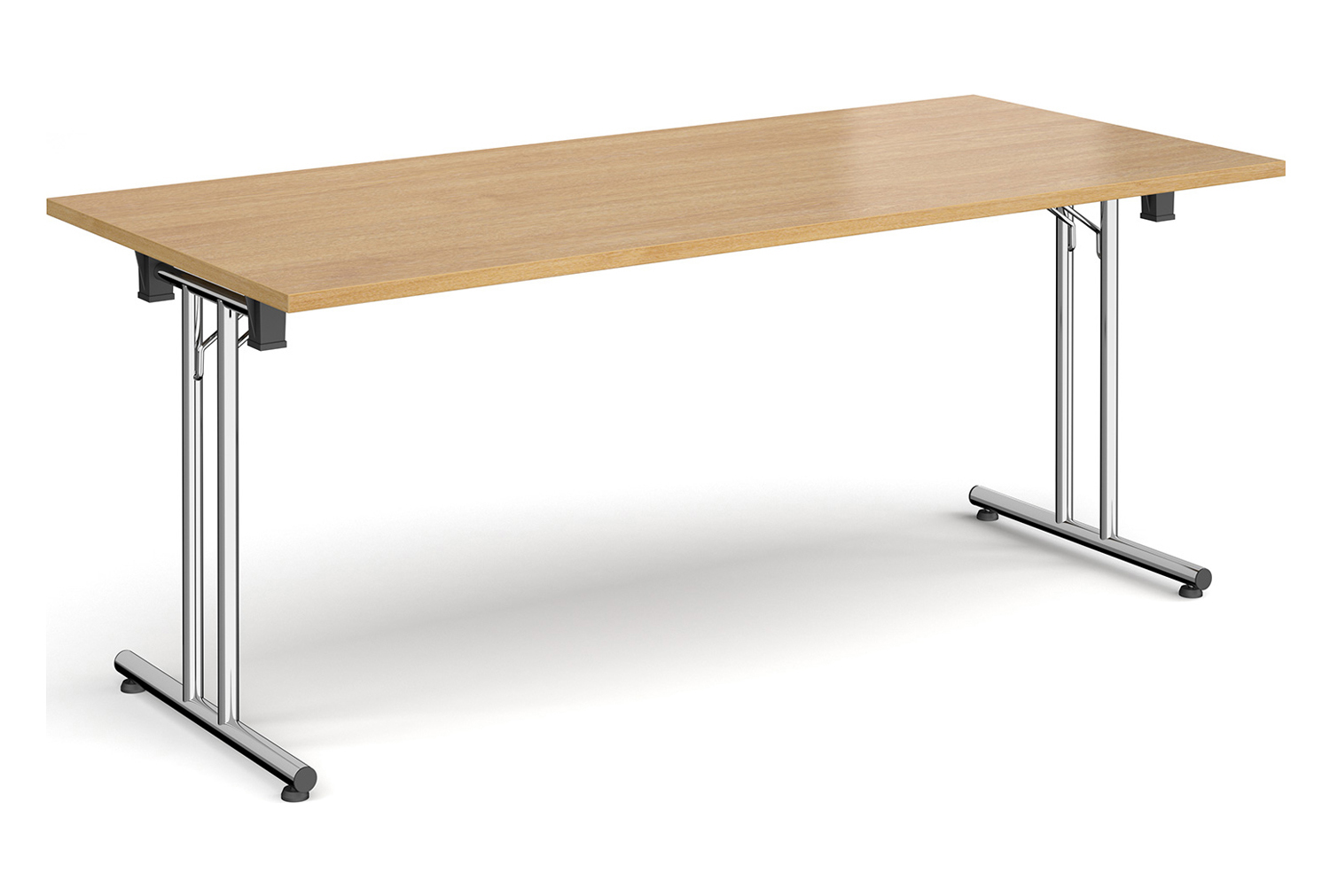 Durand Rectangular Folding Table, 180wx80dx73h (cm), Chrome Frame, Oak, Express Delivery