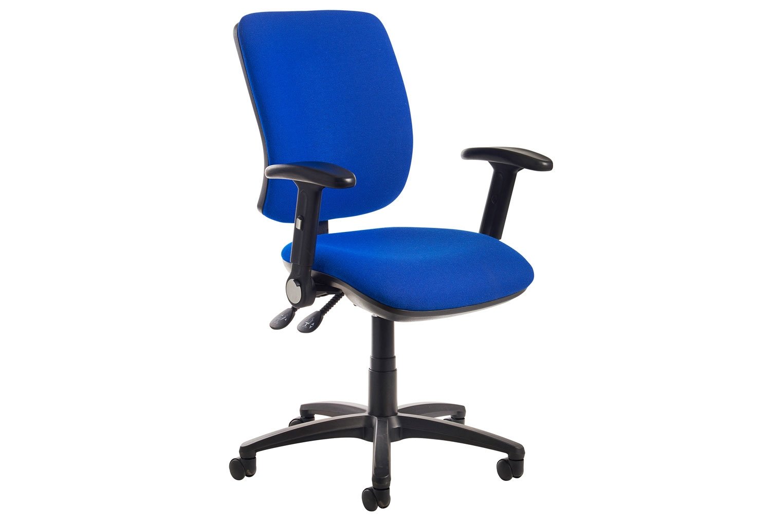 Isla High Back Fabric Operator Office Chair Folding Arms (Blue), Express Delivery