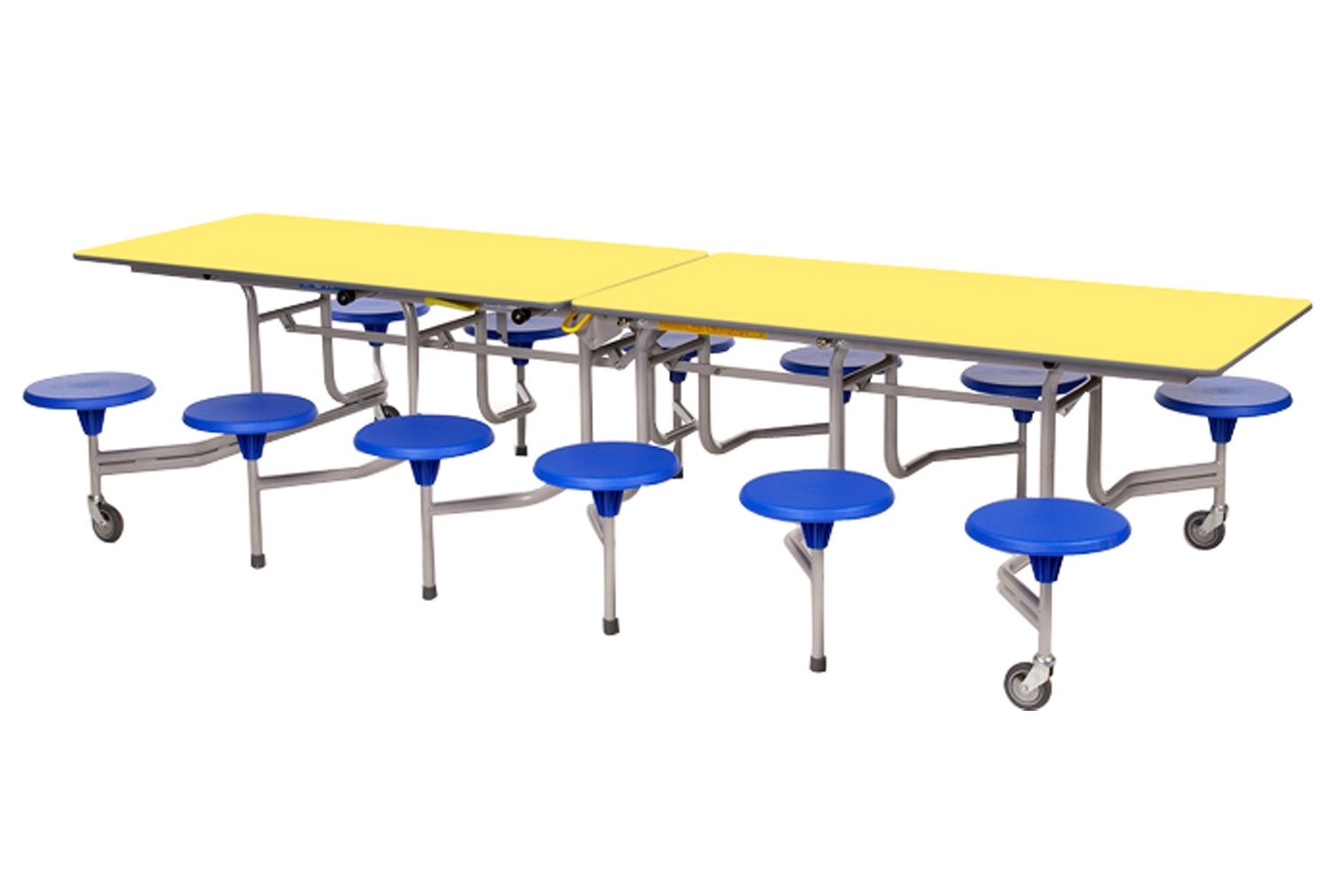 Sico Rectangular School Table Seating Unit With 12 Seats, 74 (cm), Seringa Top, Blue Seats