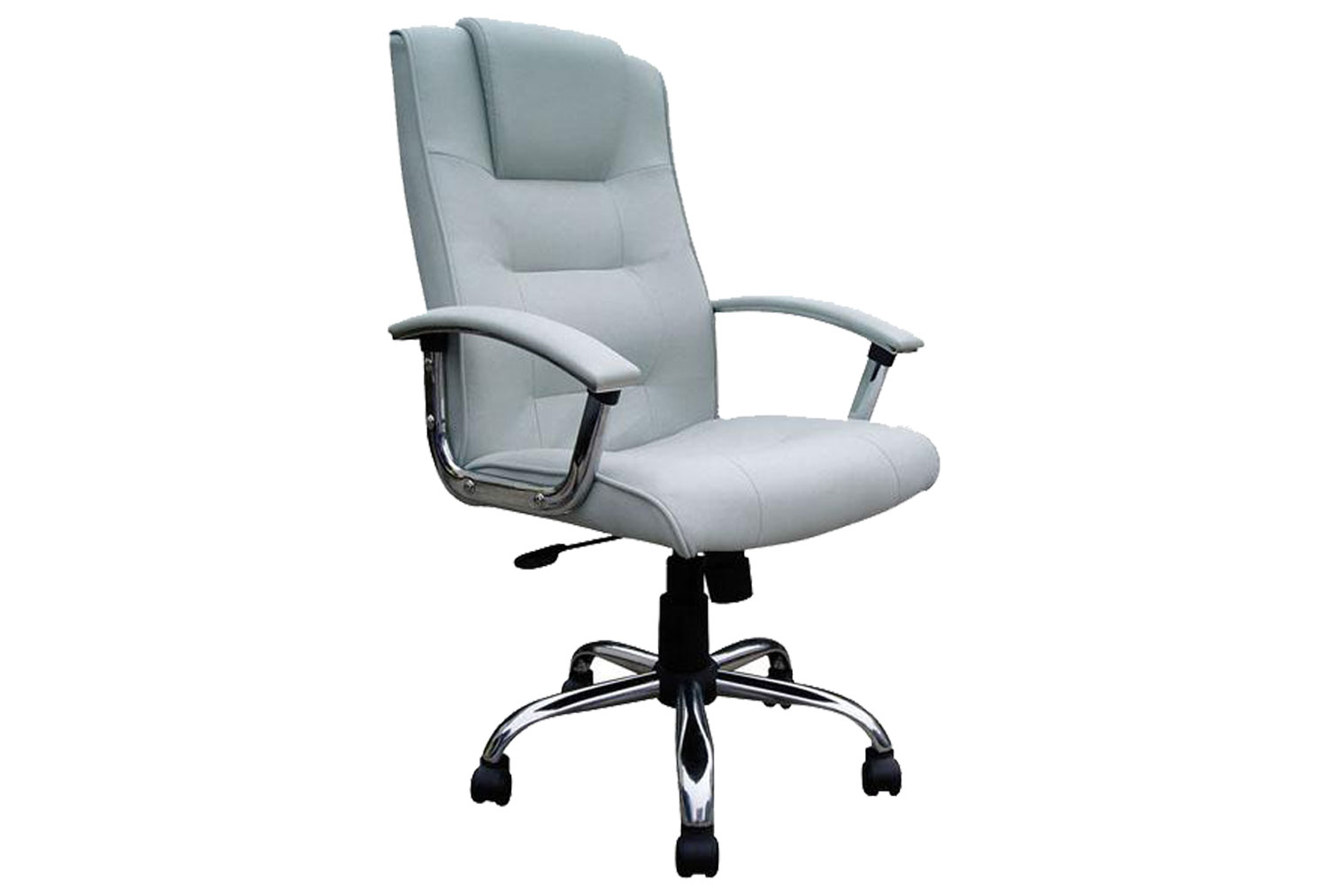 Skye High Back Silver Leather Faced Executive Office Chair, Fully Installed