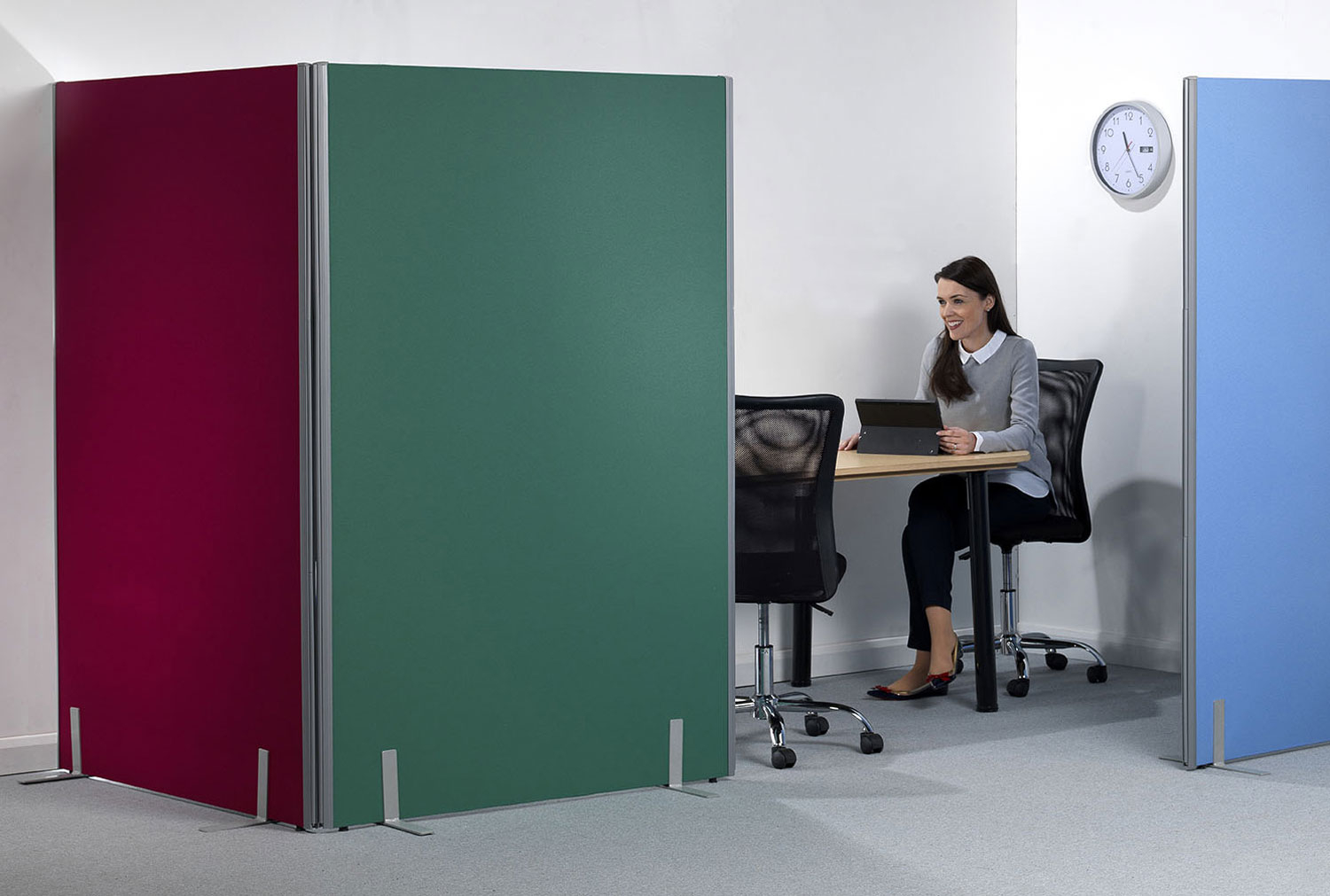 Space Divider Floor Office Screens, 150wx180h (cm), Forest