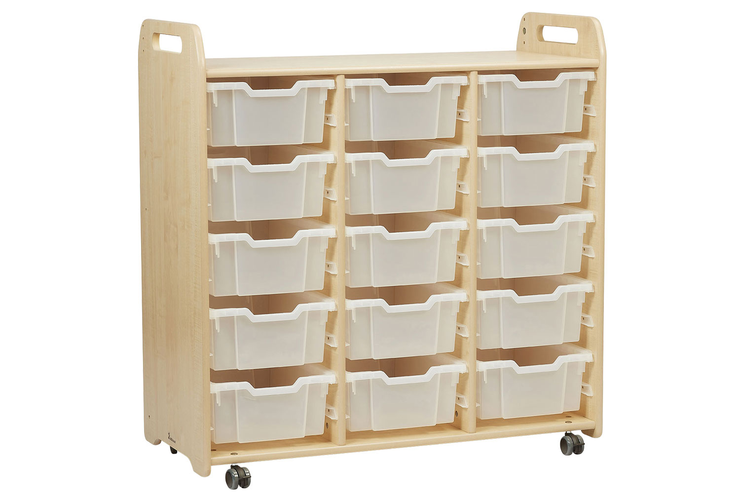 Early Years Tray Storage Unit With 15 Deep Trays (108cm High), Clear Trays