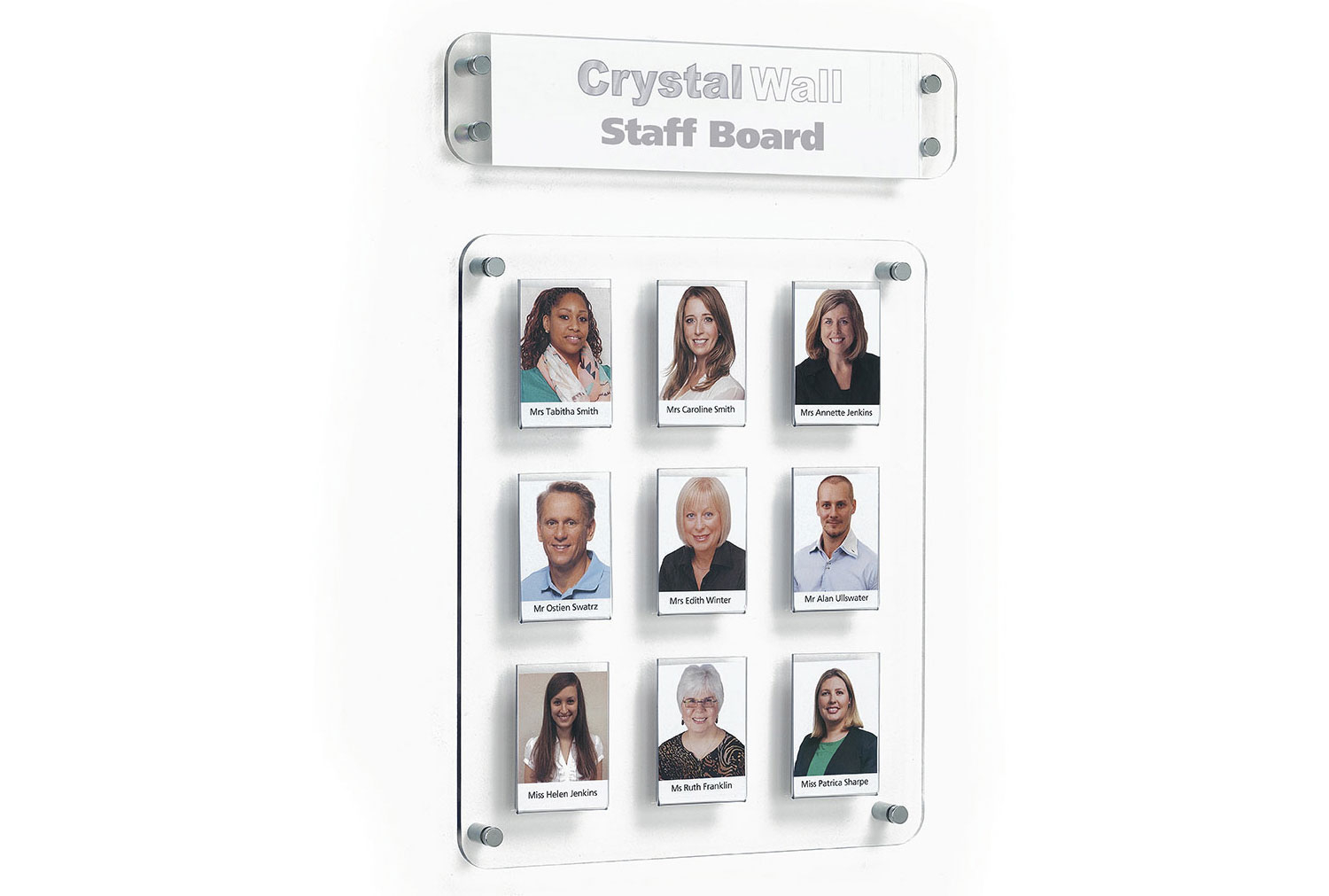 Crystal Clear Wall Staff/Class Board With 9 Pockets