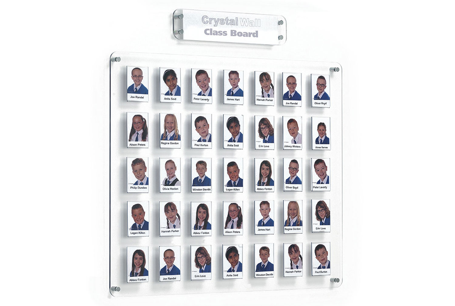 Crystal Clear Wall Staff/Class Board With 35 Pockets