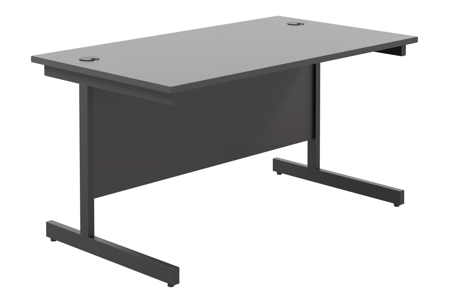 All Black C-Leg Rectangular Office Desk, 120wx80dx73h (cm), Fully Installed