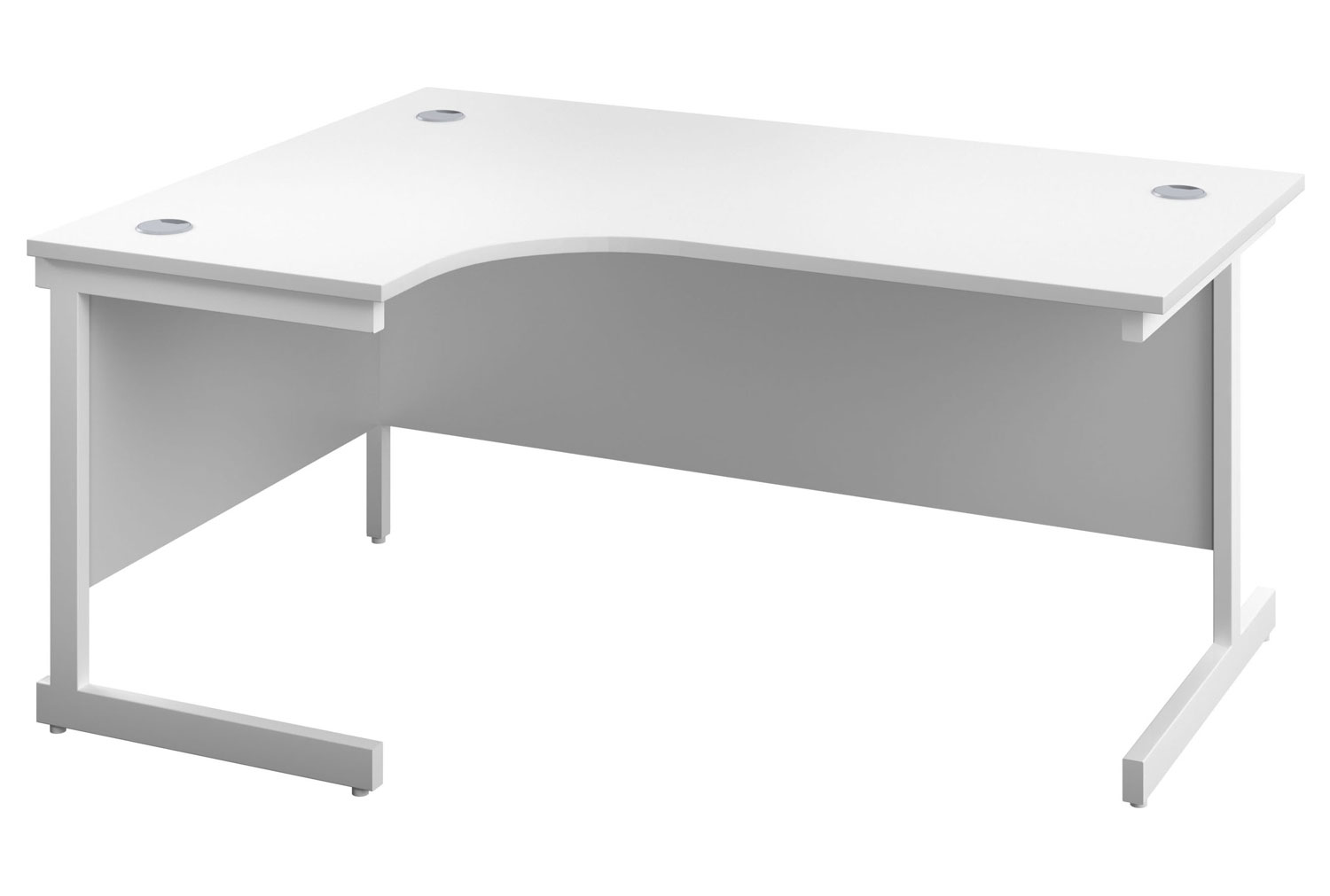 Progress I Left Hand Ergonomic Office Desk, 160wx120/80dx73h (cm), White Frame, White, Fully Installed