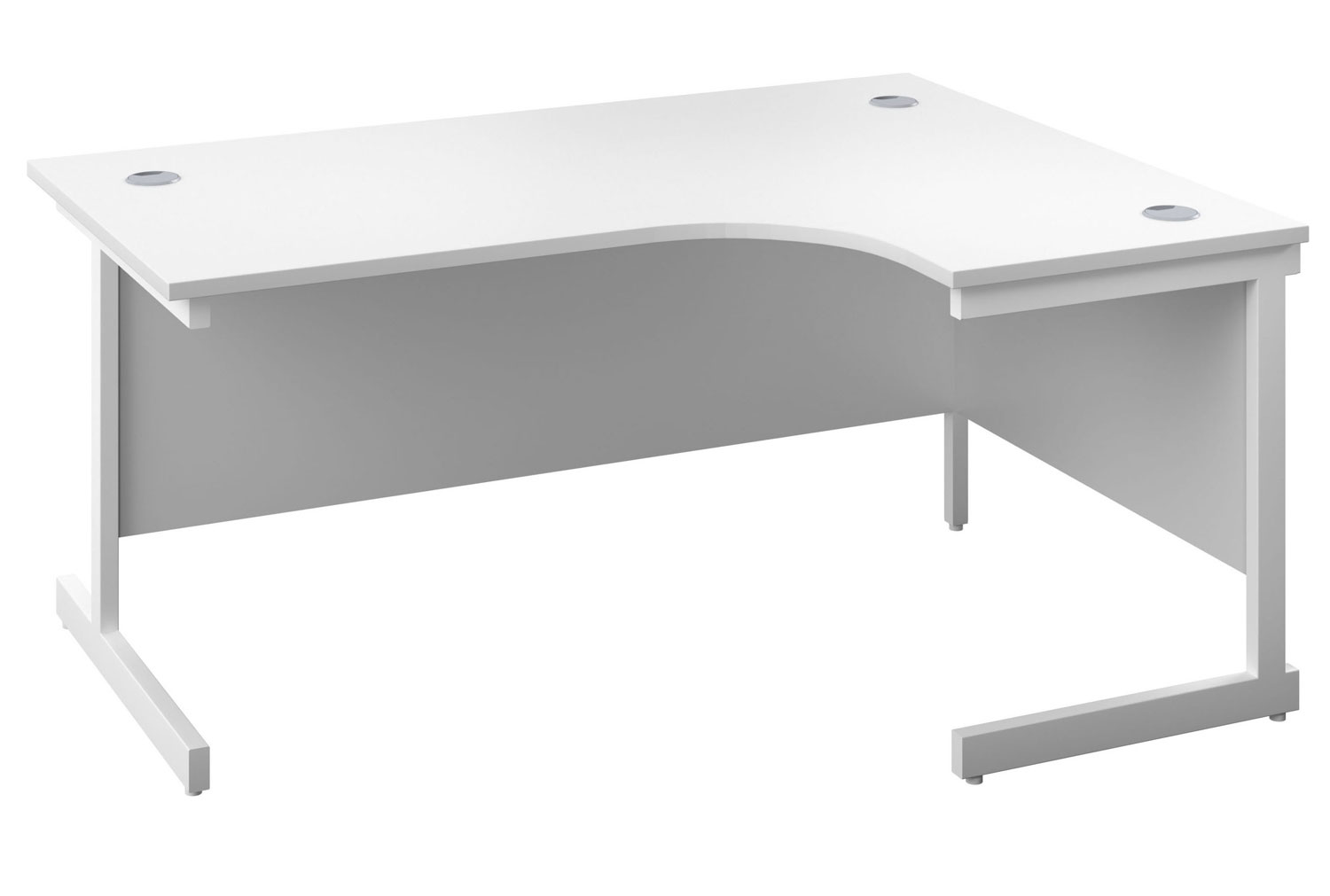 Progress I Right Hand Ergonomic Office Desk, 160wx120/80dx73h (cm), White Frame, White