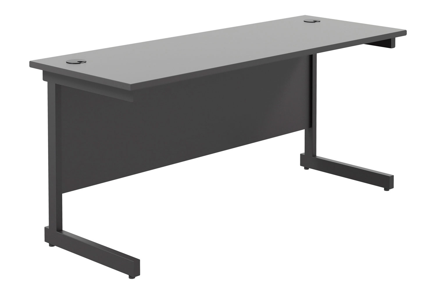 All Black C-Leg Narrow Rectangular Office Desk, 160w60dx73h (cm)