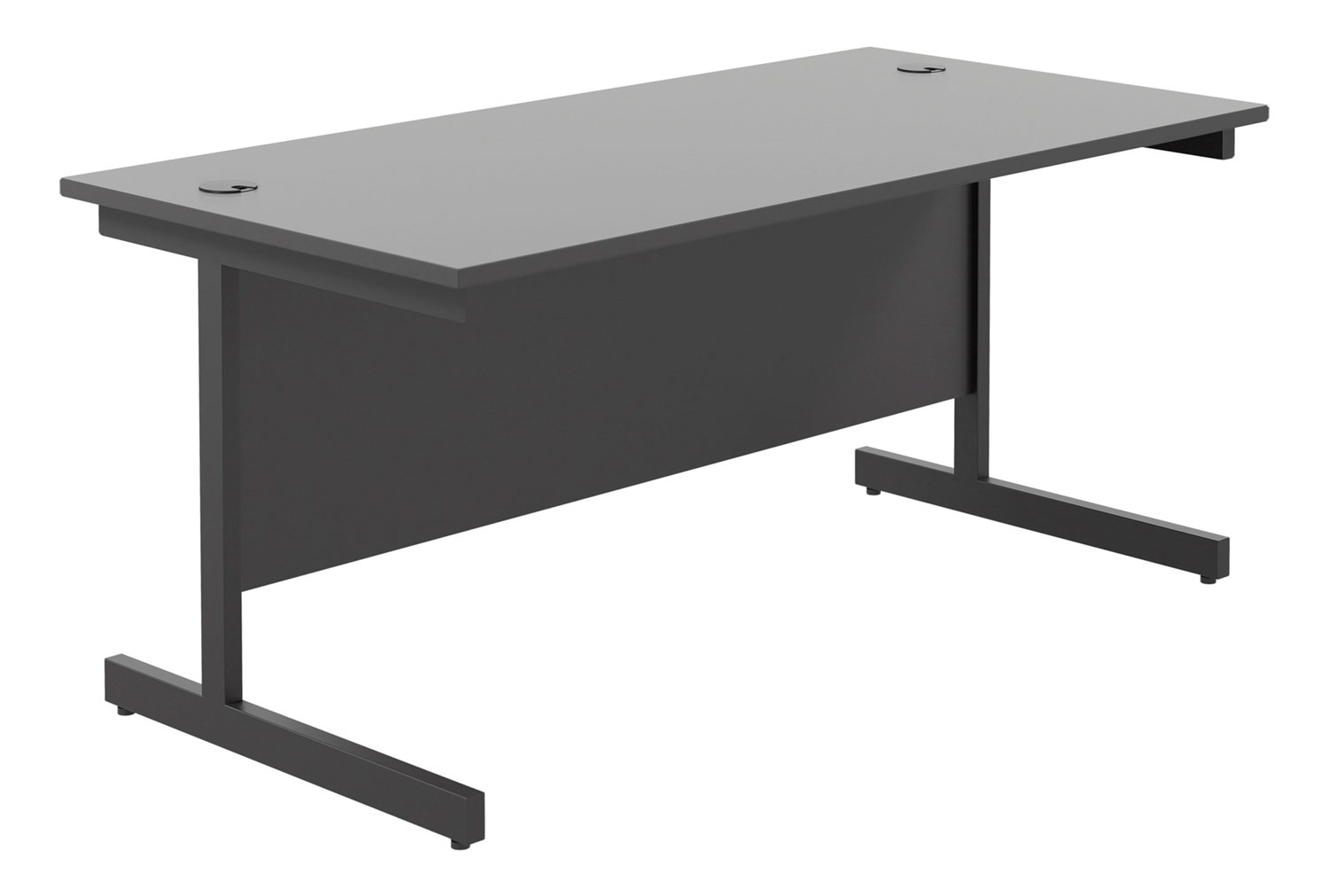 All Black C-Leg Rectangular Office Desk, 180wx80dx73h (cm), Fully Installed