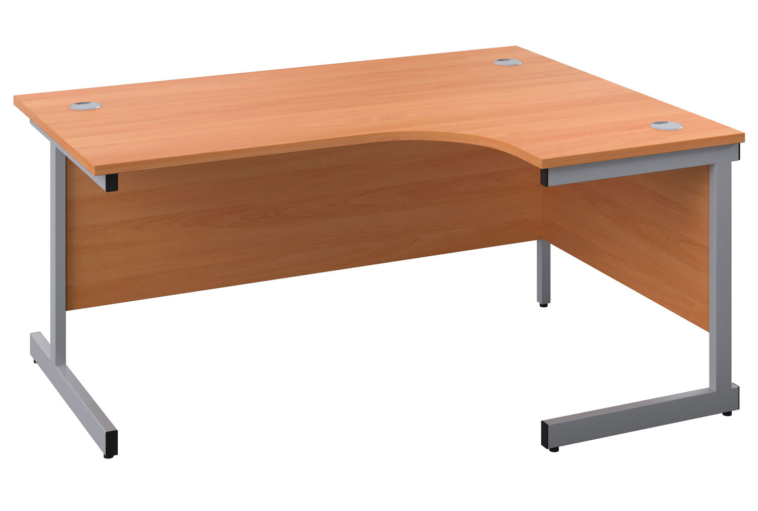 Progress I Right Hand Ergonomic Office Desk, 180wx120/80dx73h (cm), Silver Frame, Warm Beech, Express Delivery