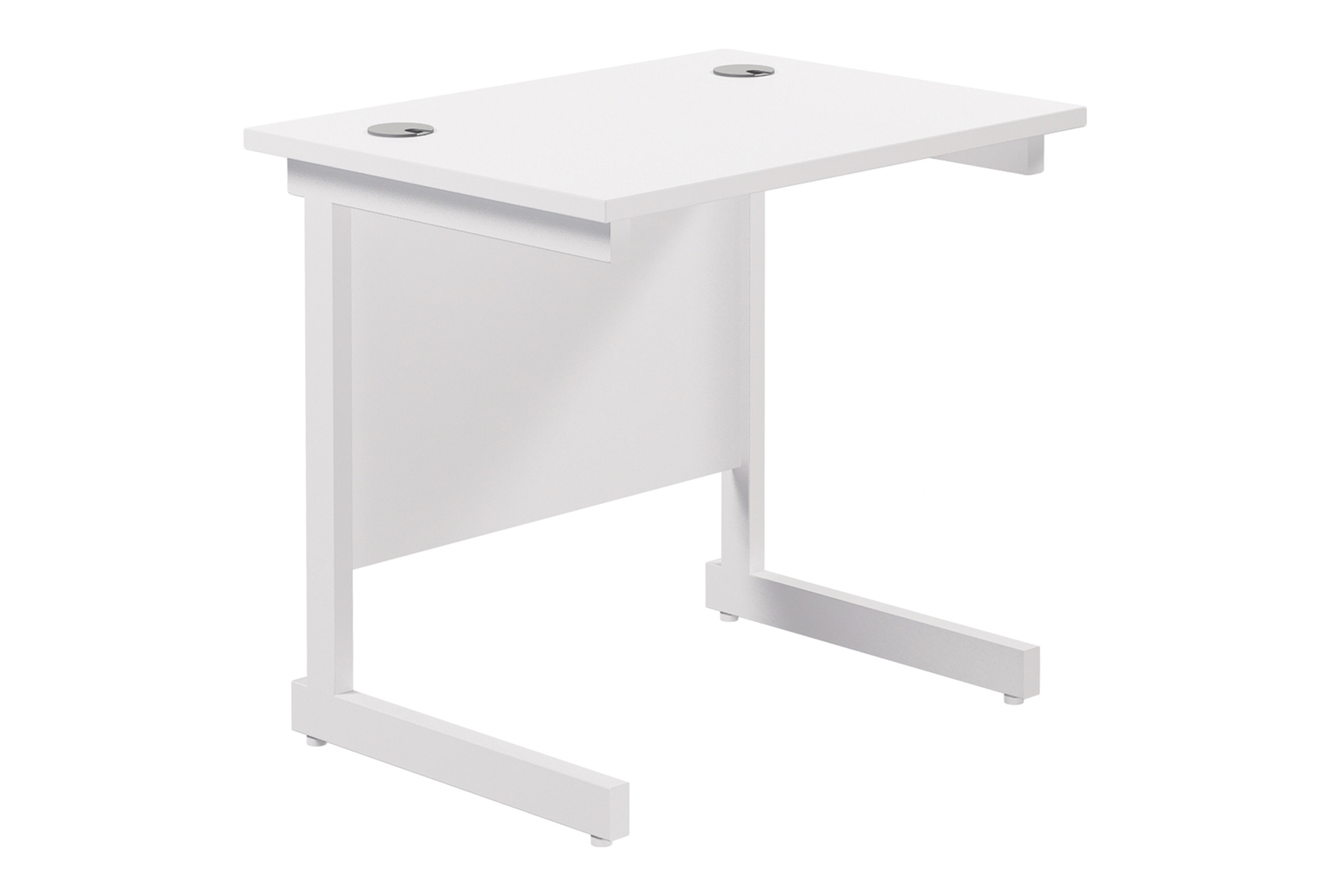 Progress I Narrow Rectangular Office Desk, 80wx60dx73h (cm), White Frame, White
