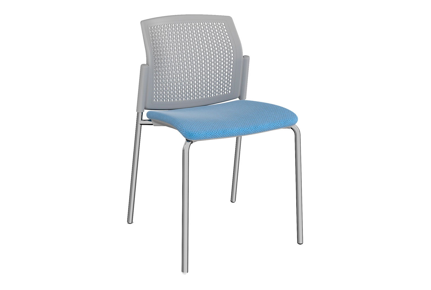 Yarra Perforated Back Visitor Office Chair No Arms, Chrome Frame/ Grey Back/ Panama