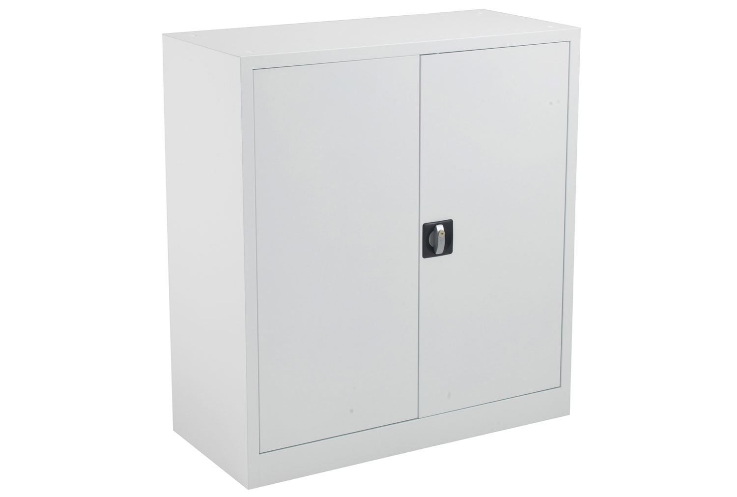 Value Line Metal Double Door Office Cupboards, 2 Shelf - 92wx42dx100h (cm), White