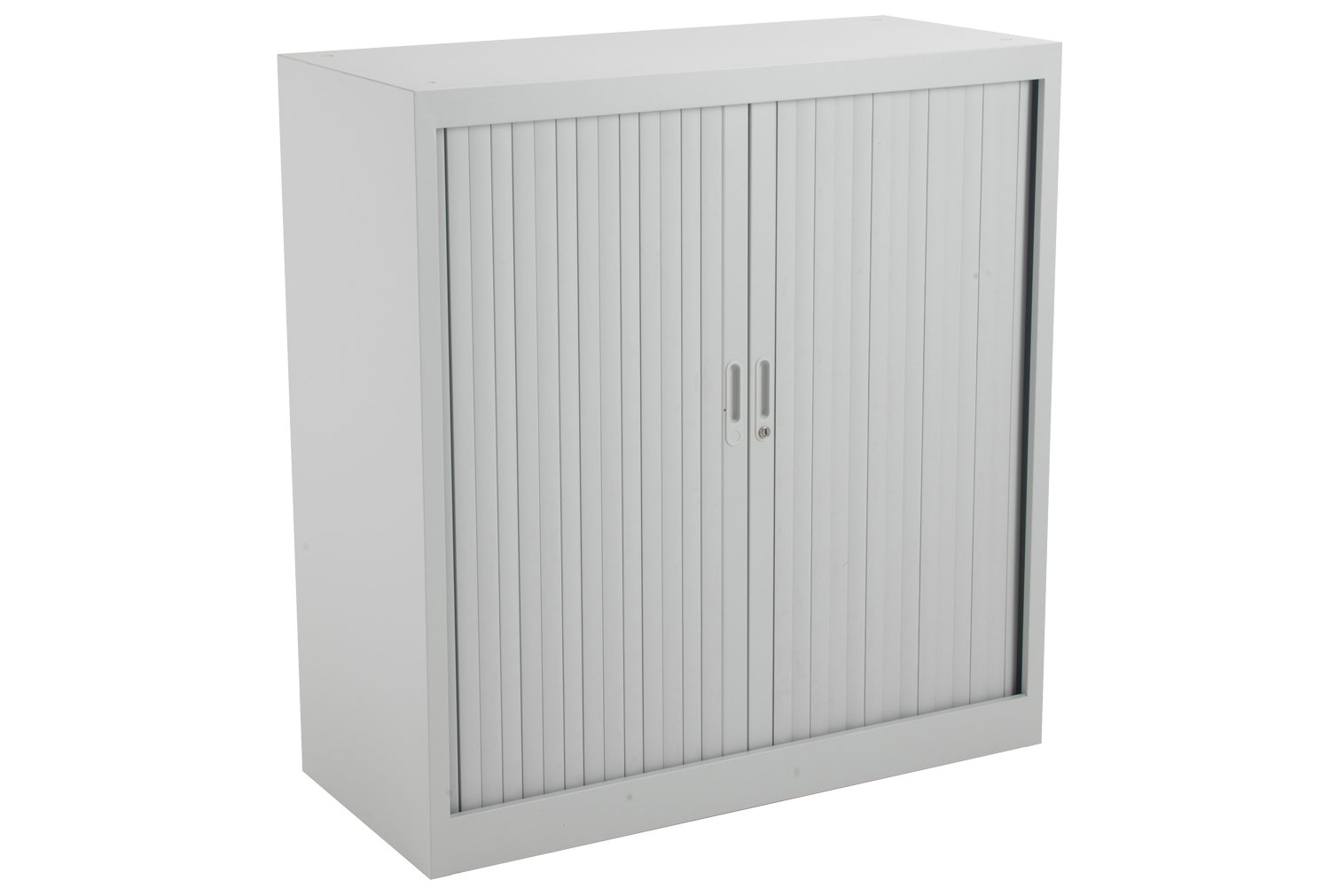Value Line Metal Tambour Door Office Cupboards, 2 Shelf - 100wx45dx105h (cm), Grey, Express Delivery