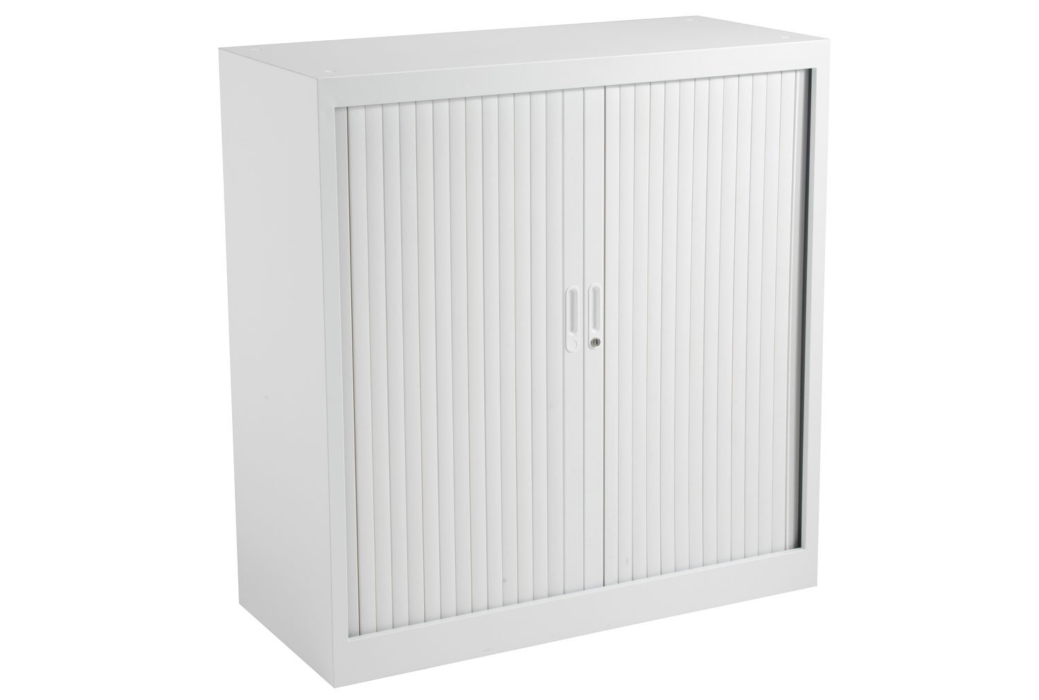 Value Line Metal Tambour Door Office Cupboards, 2 Shelf - 100wx45dx105h (cm), White