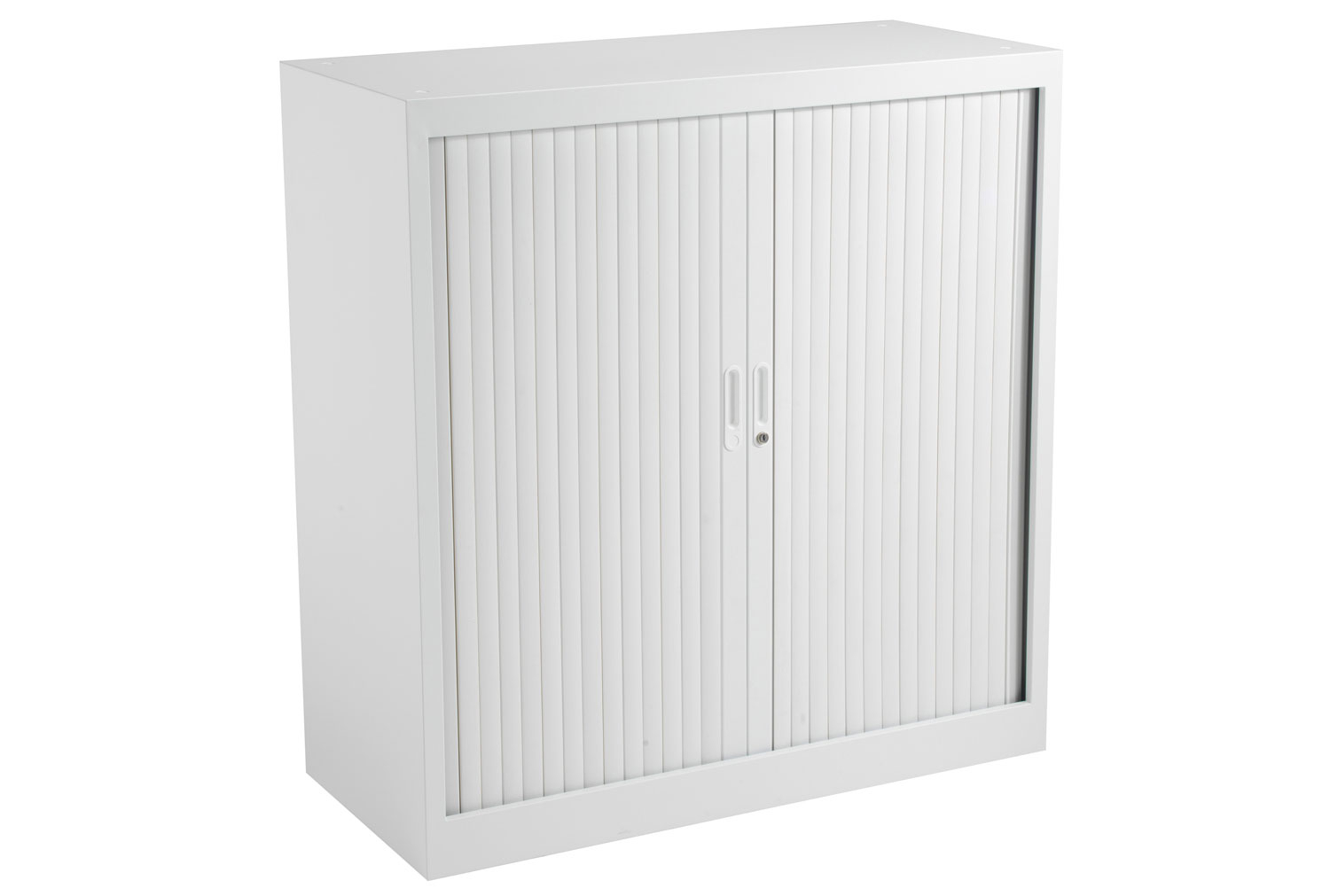 Value Line Metal Tambour Door Office Cupboards, 2 Shelf - 100wx45dx105h (cm), White, Fully Installed