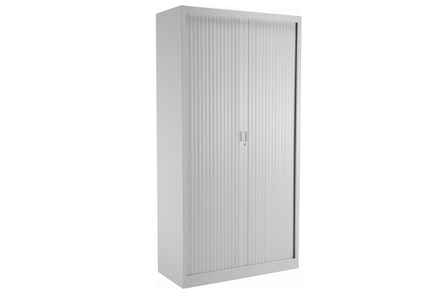 Value Line Metal Tambour Door Office Cupboards, 4 Shelf - 100wx45dx195h (cm), White, Express Delivery